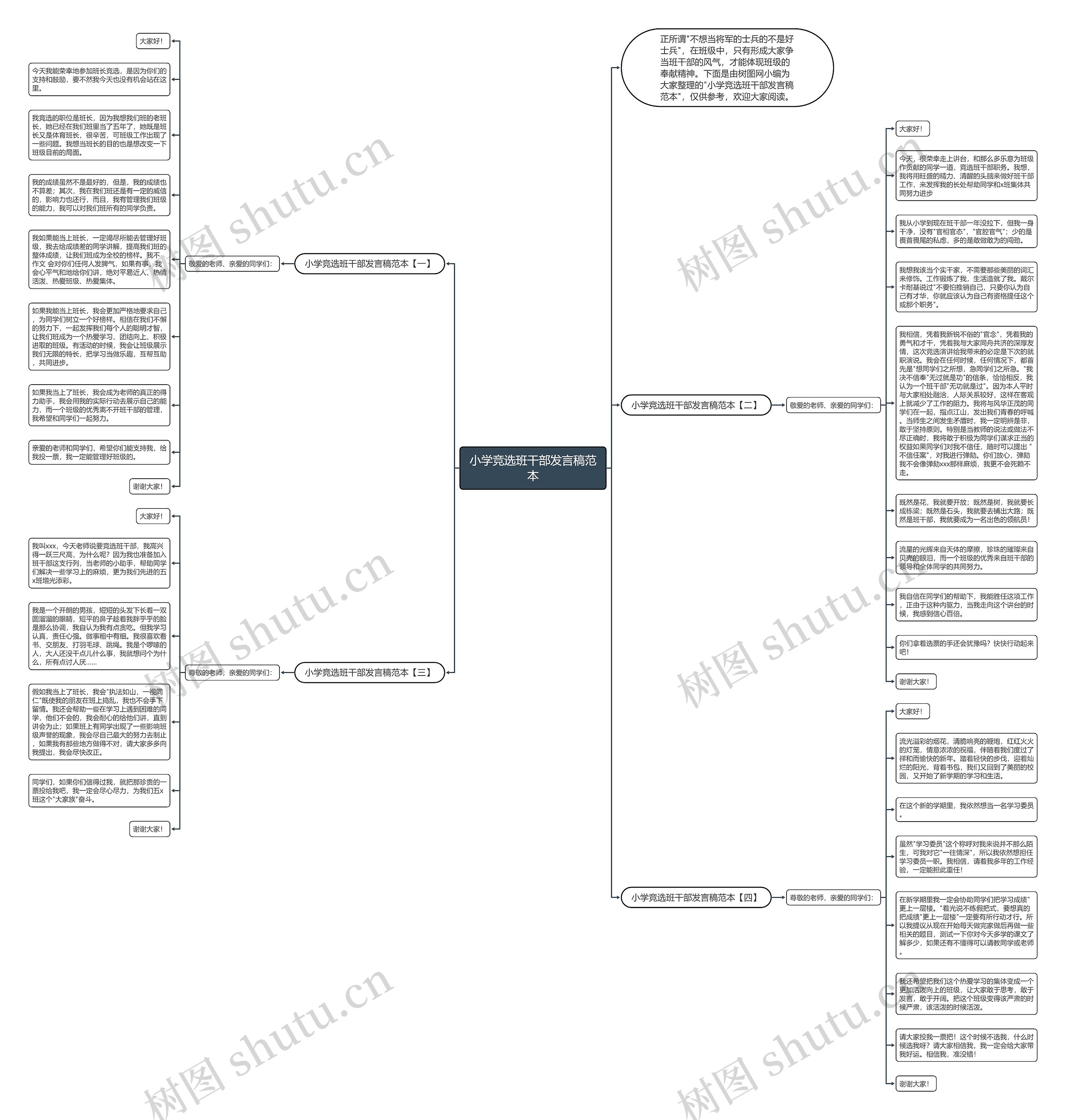 小学竞选班干部发言稿范本思维导图