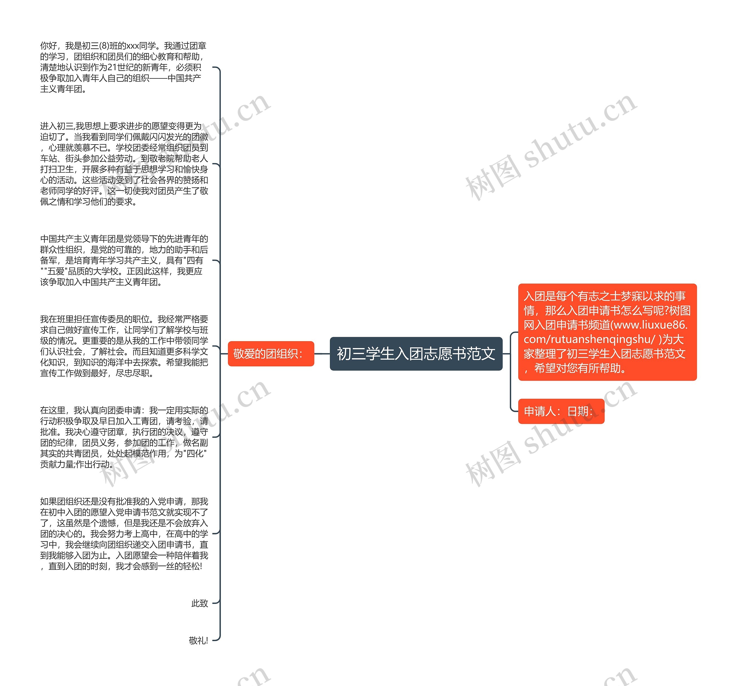 初三学生入团志愿书范文思维导图