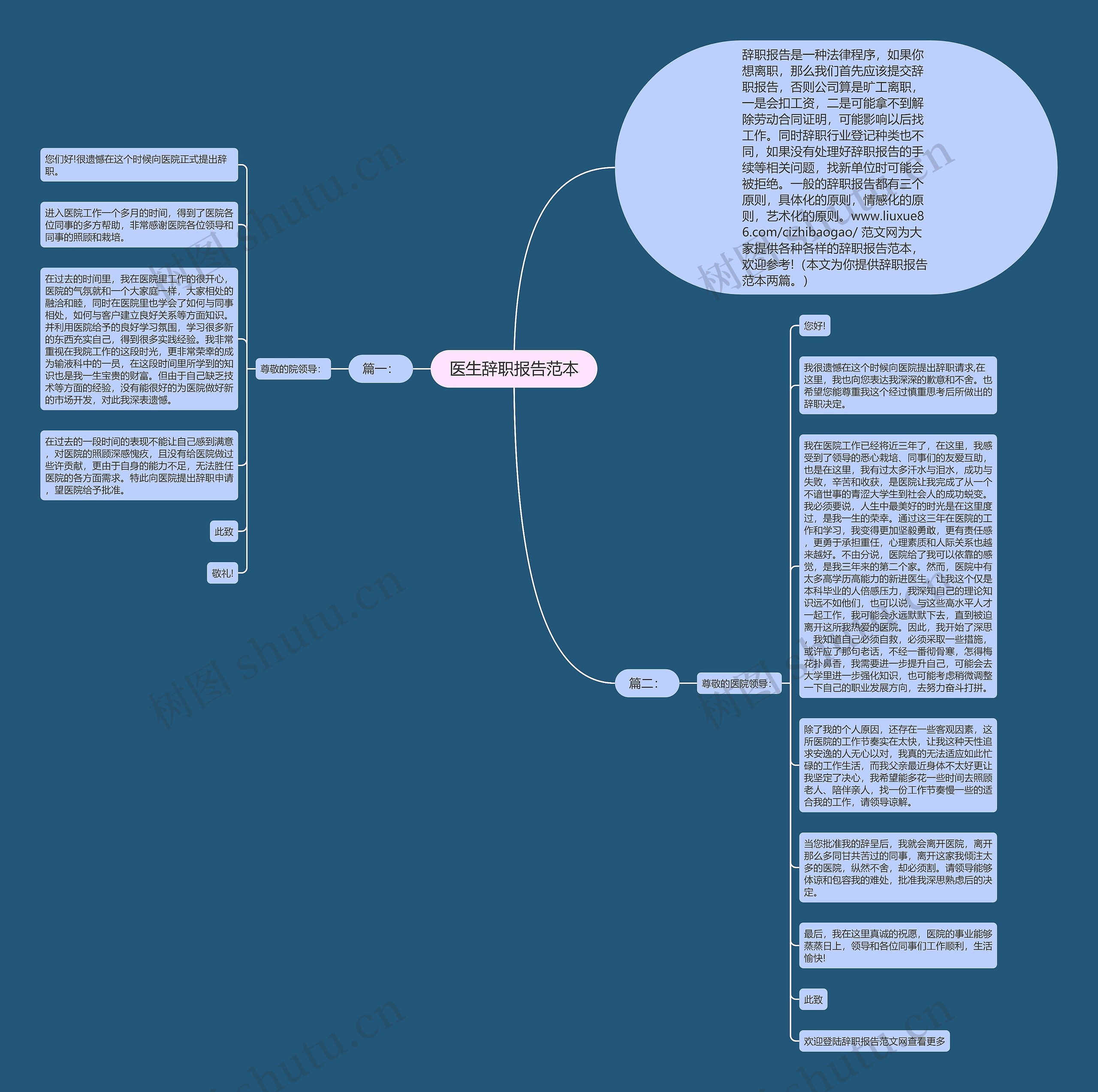 医生辞职报告范本思维导图