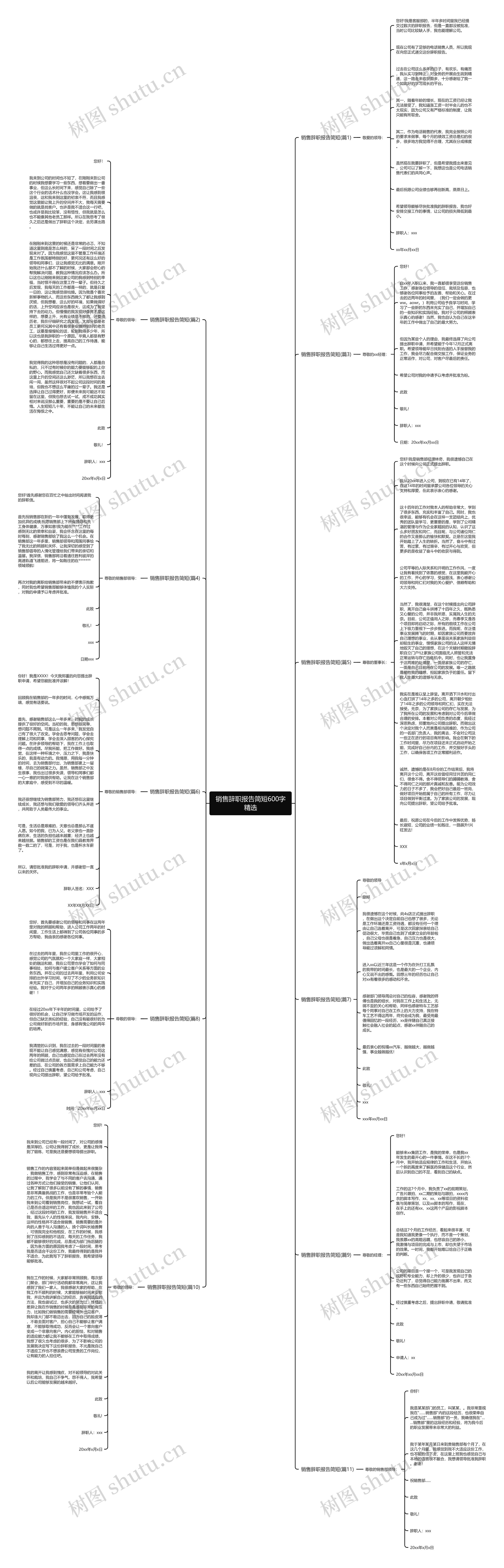销售辞职报告简短600字精选思维导图