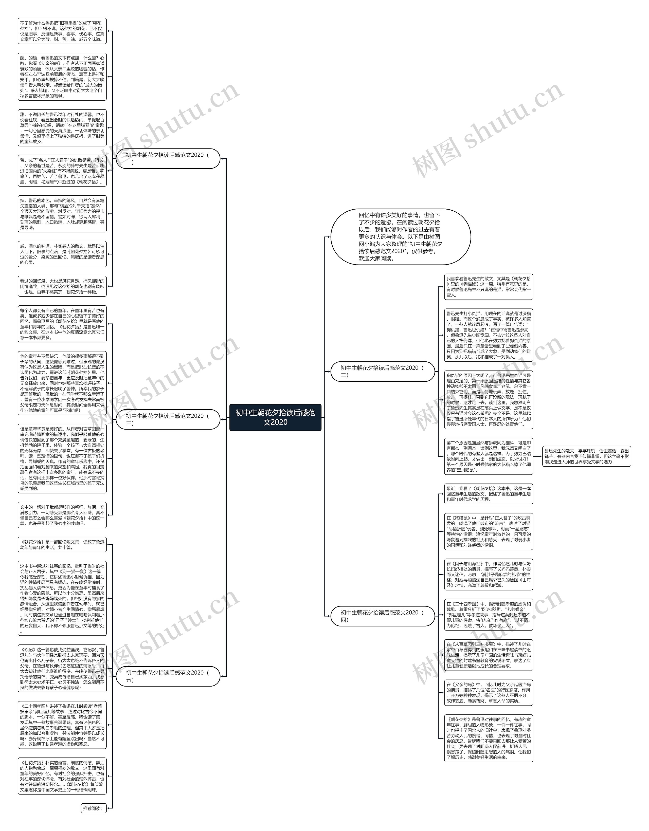 初中生朝花夕拾读后感范文2020思维导图