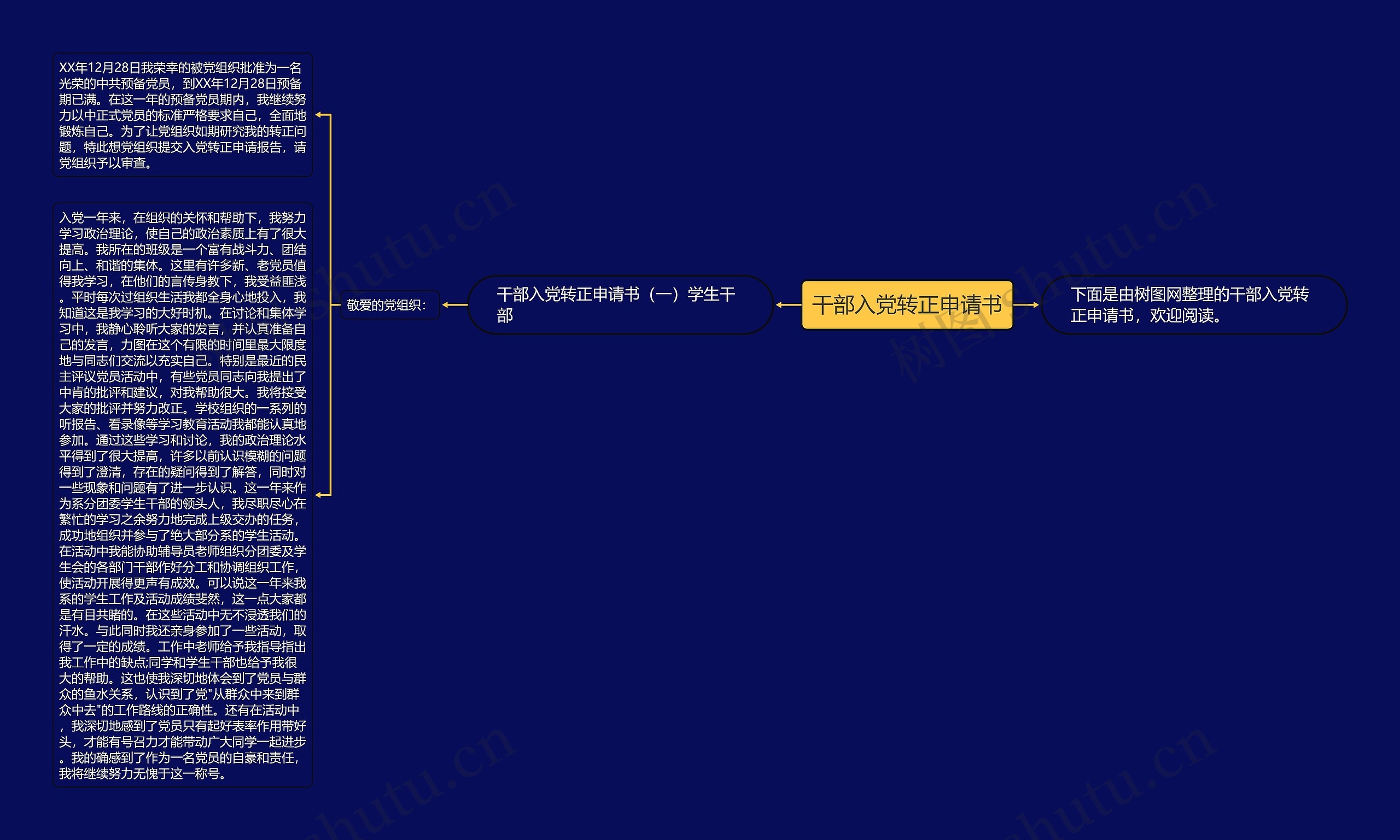 干部入党转正申请书思维导图