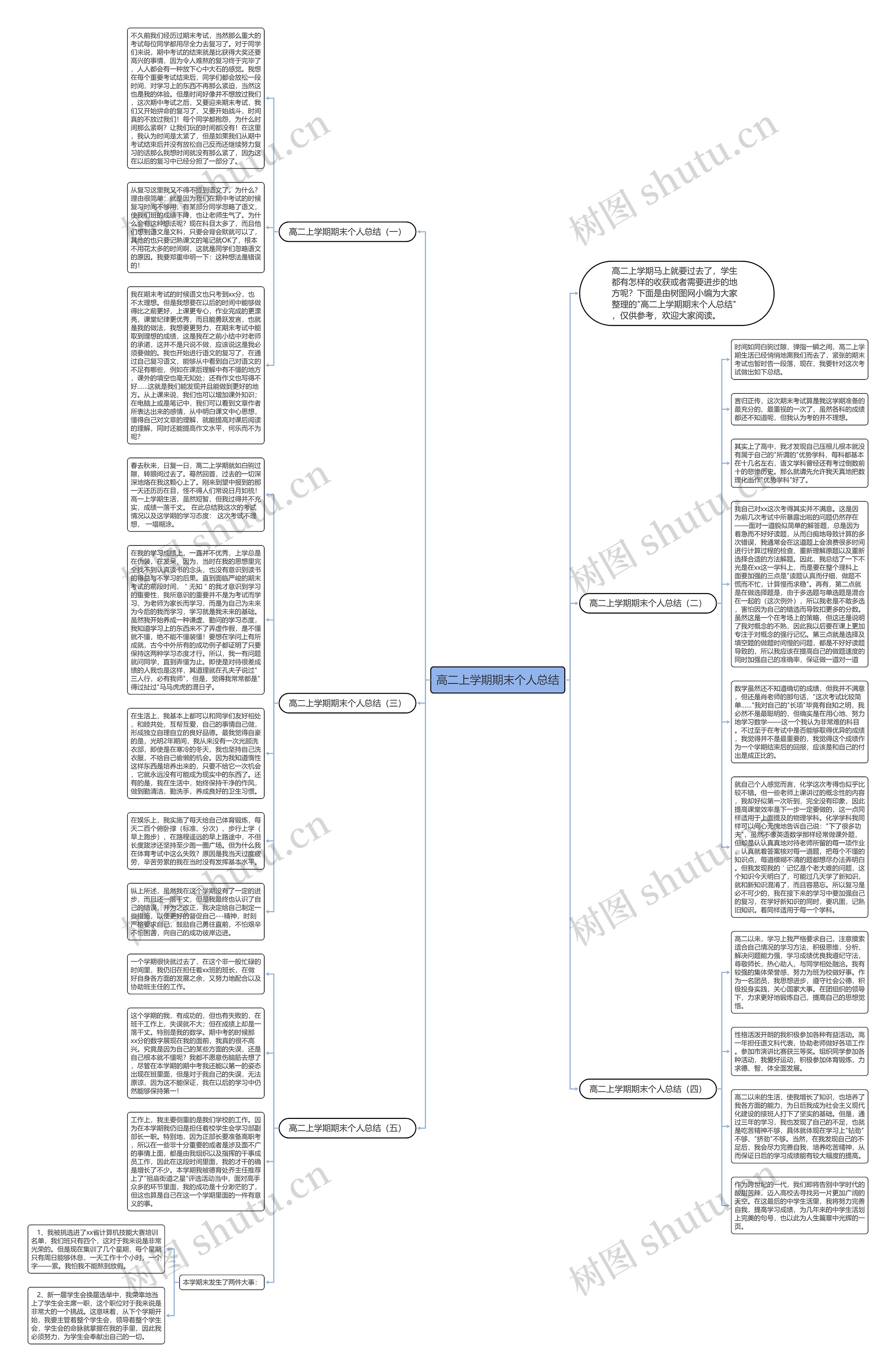 高二上学期期末个人总结思维导图