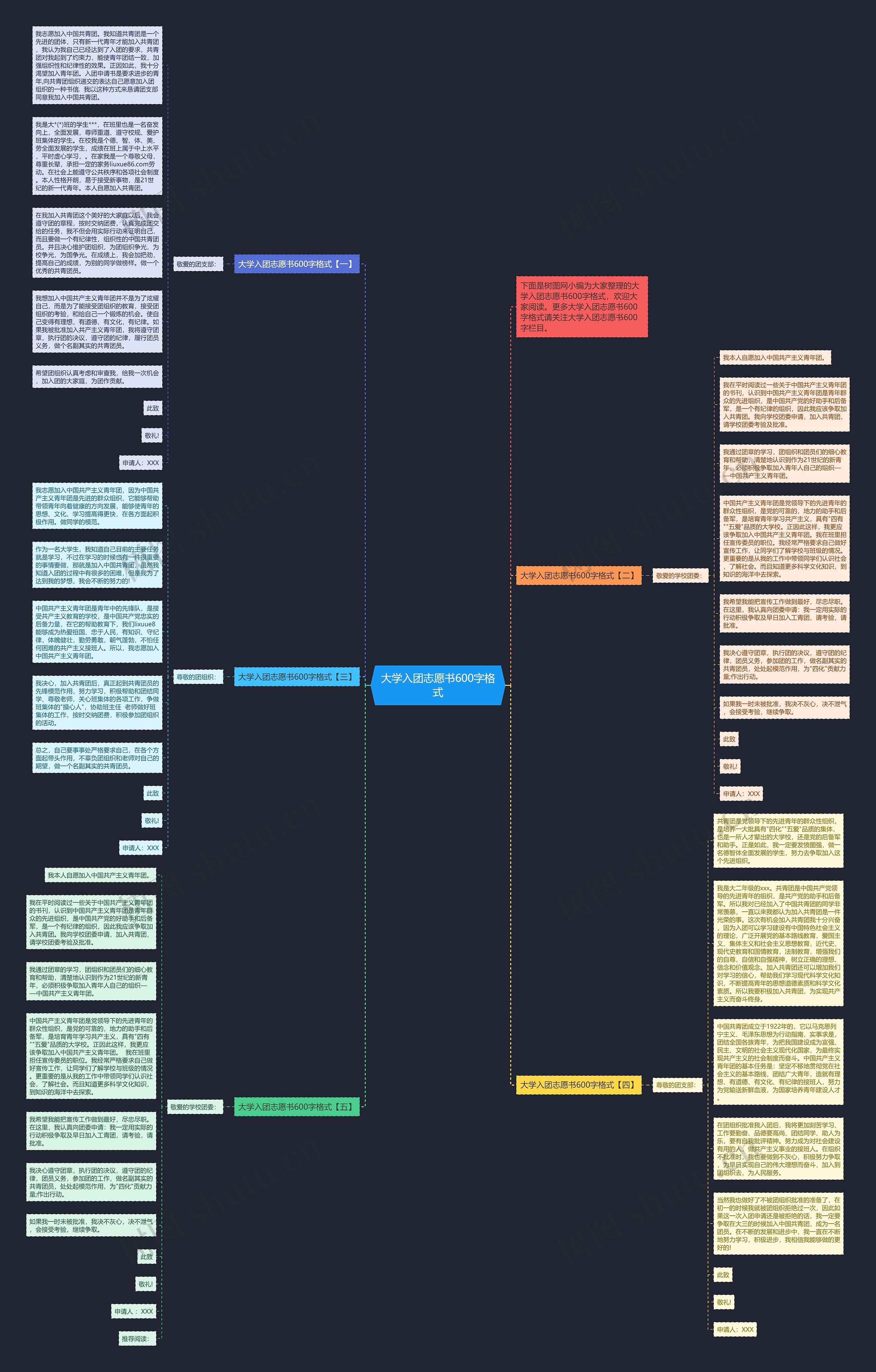 大学入团志愿书600字格式思维导图