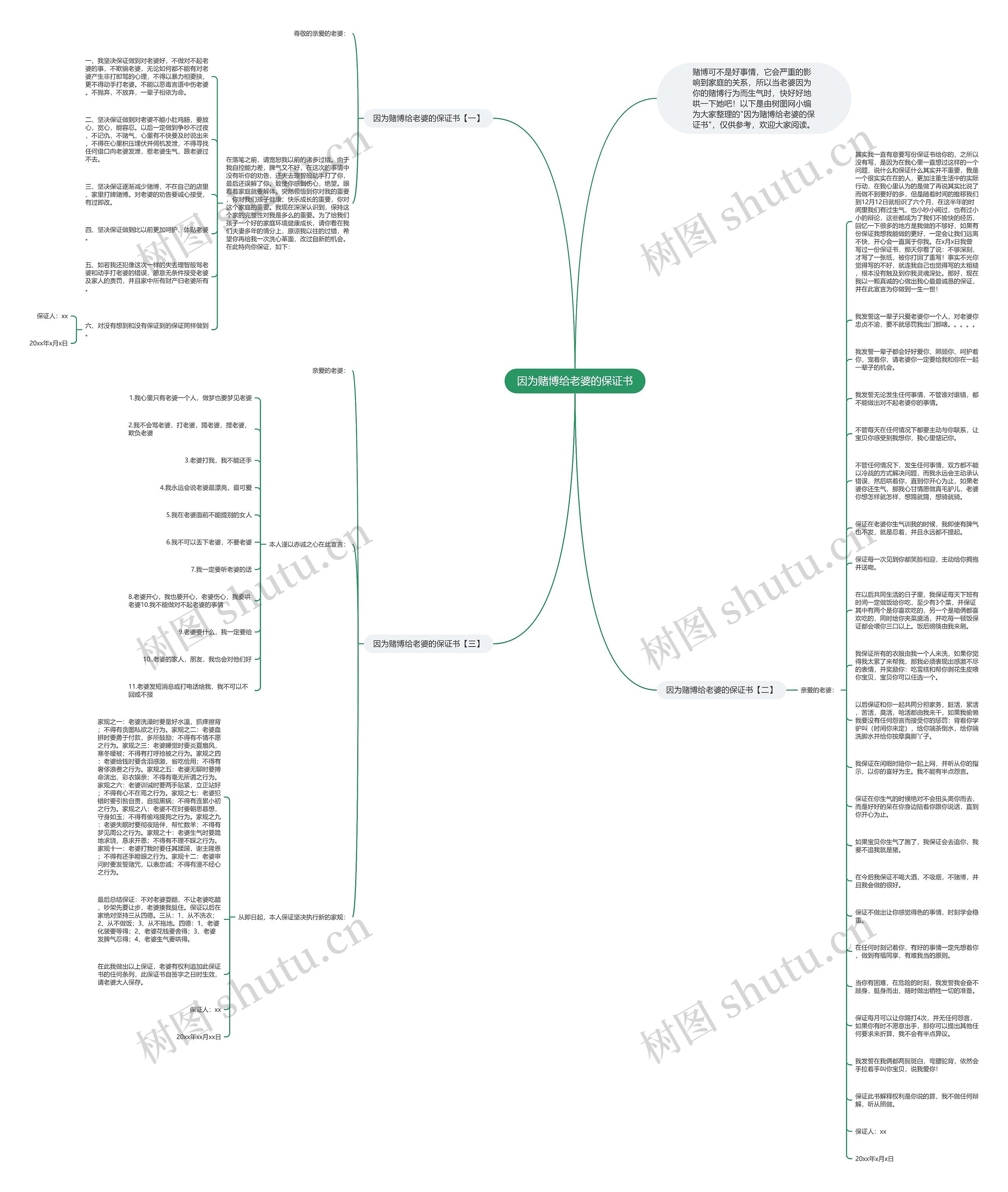 因为赌博给老婆的保证书思维导图