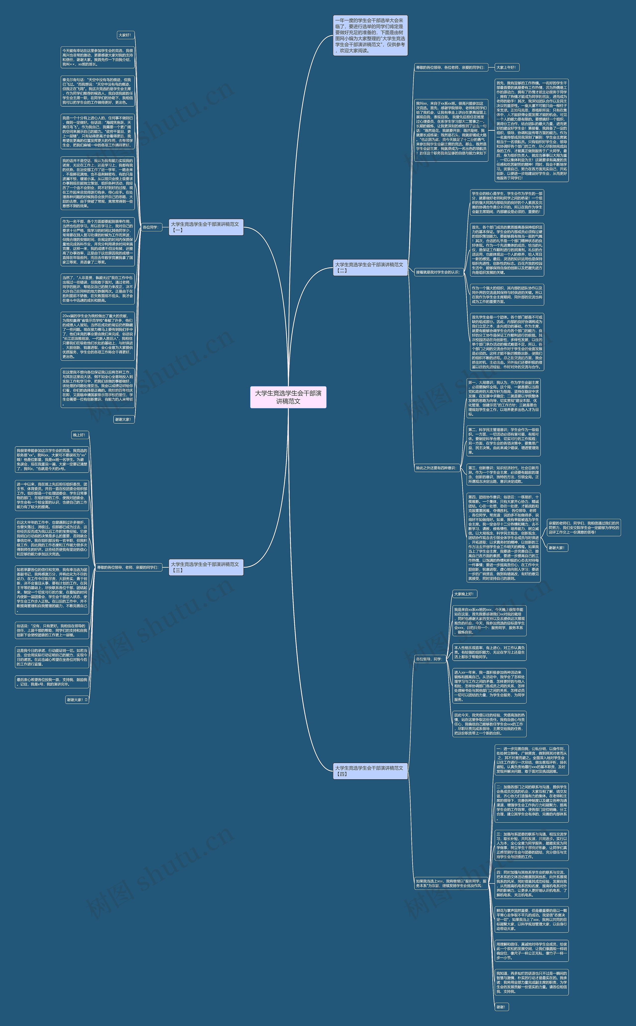 大学生竞选学生会干部演讲稿范文思维导图