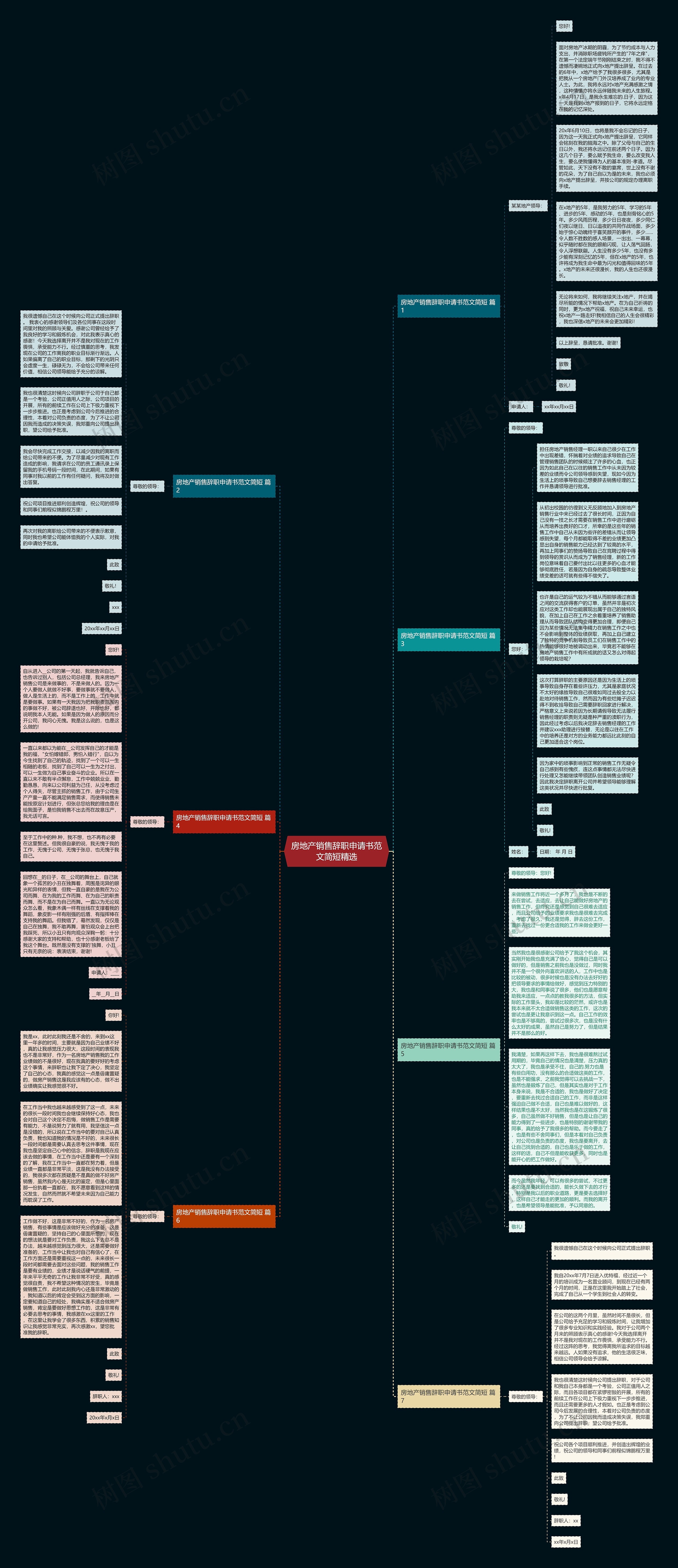 房地产销售辞职申请书范文简短精选思维导图