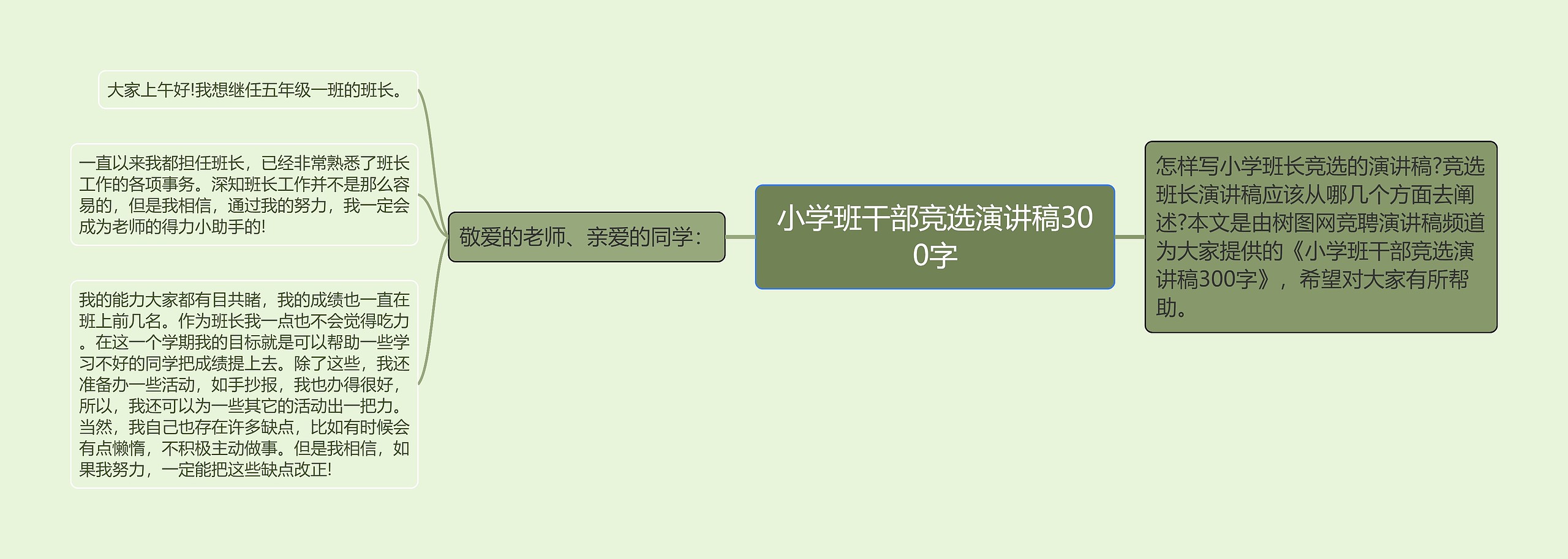 小学班干部竞选演讲稿300字思维导图