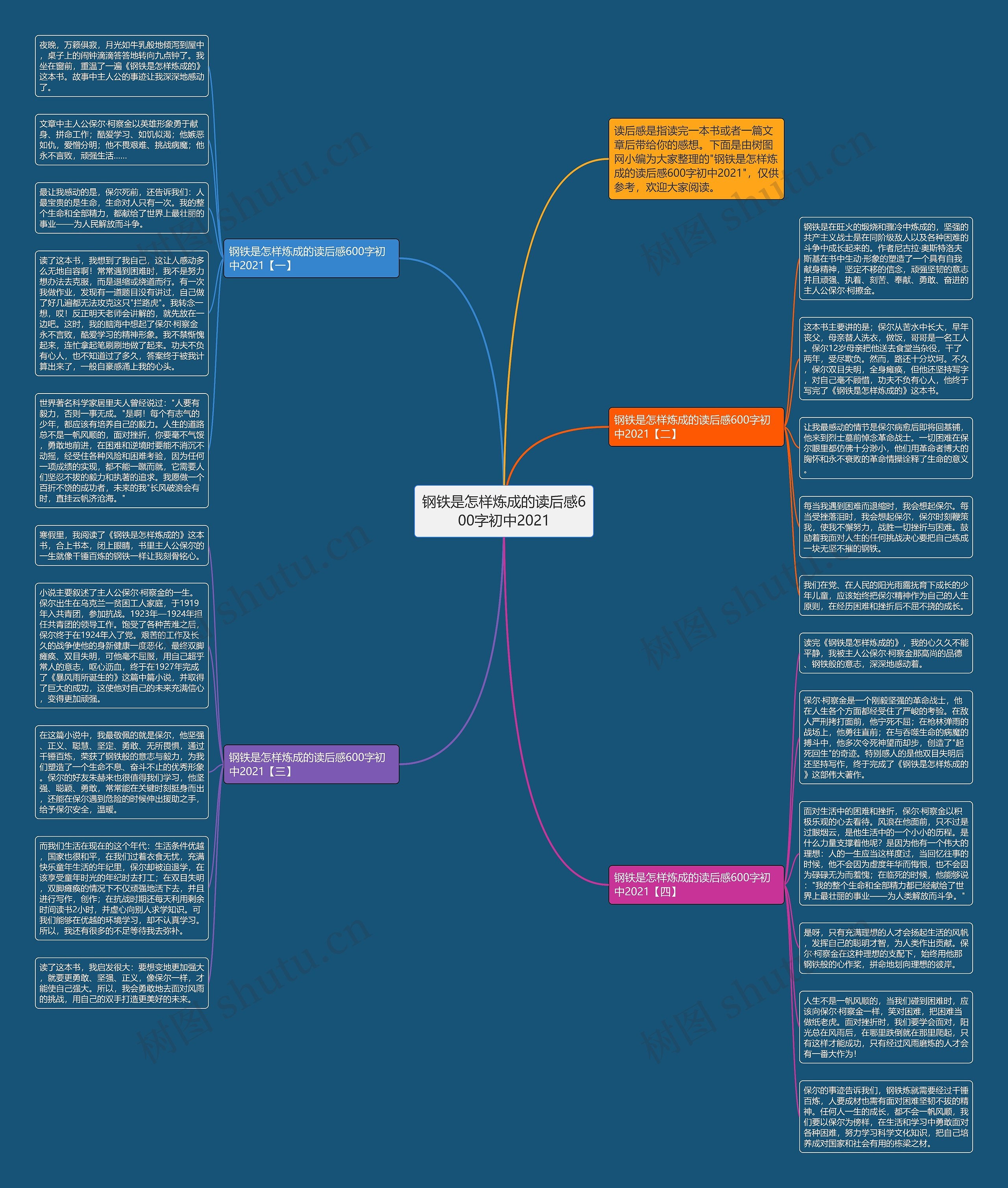 钢铁是怎样炼成的读后感600字初中2021思维导图