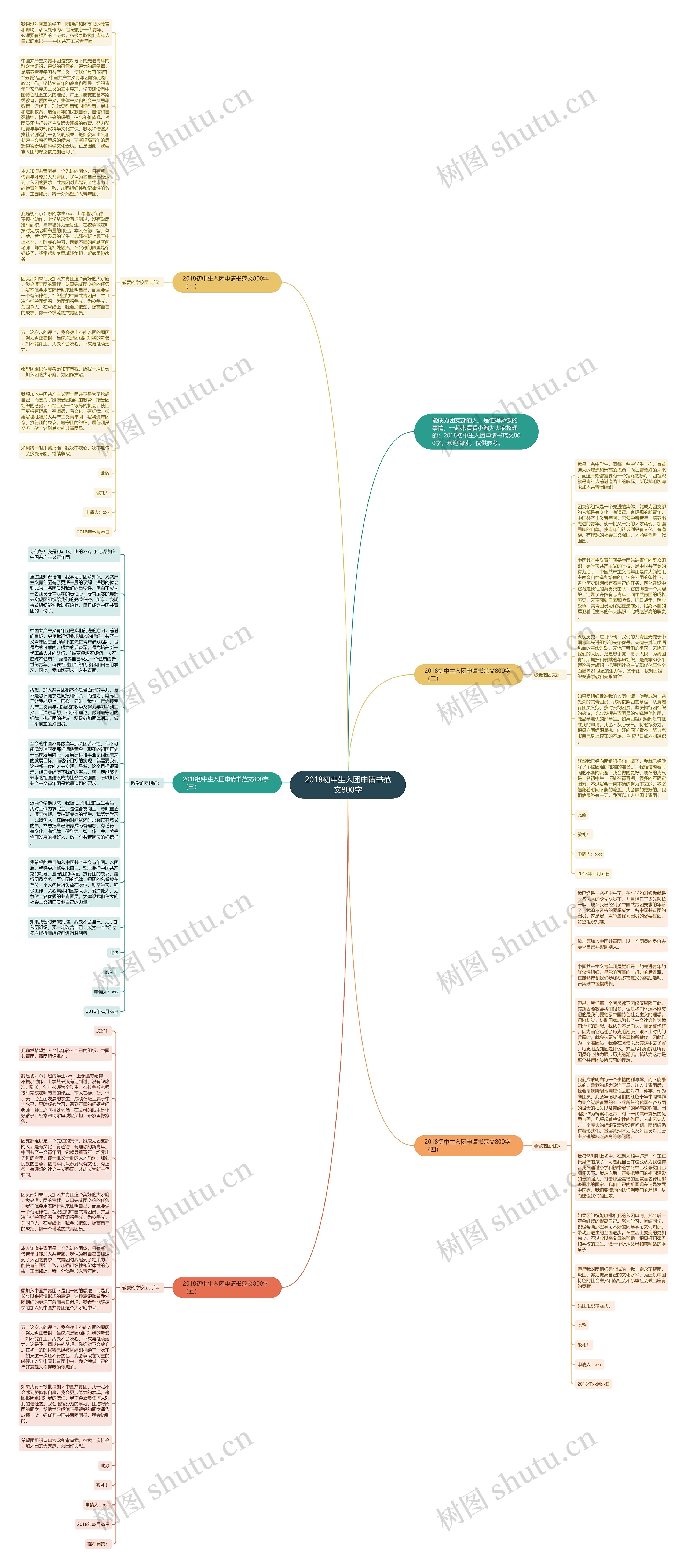 2018初中生入团申请书范文800字思维导图
