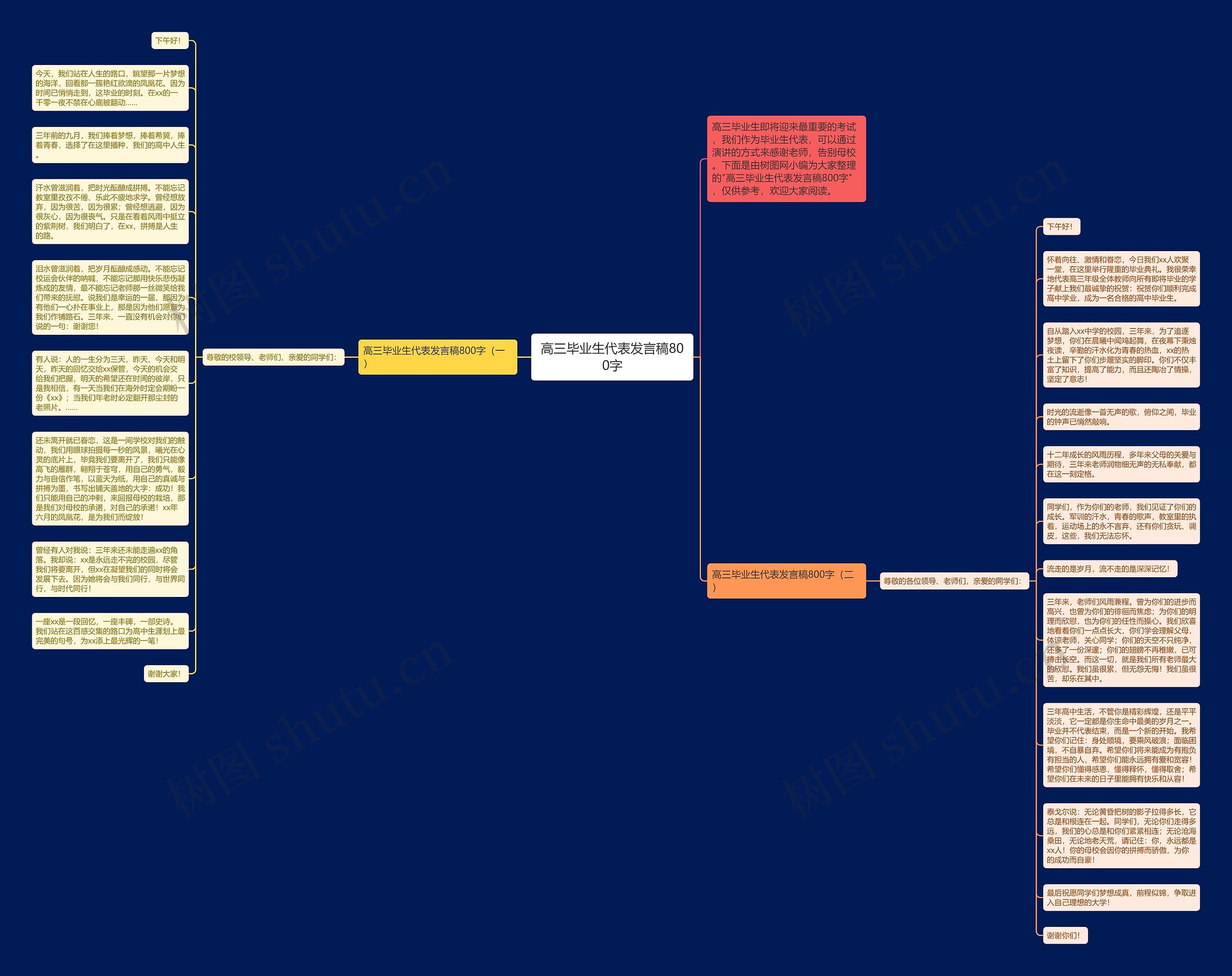 高三毕业生代表发言稿800字思维导图