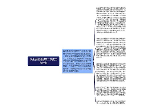 学生会纪检部第二季度工作计划