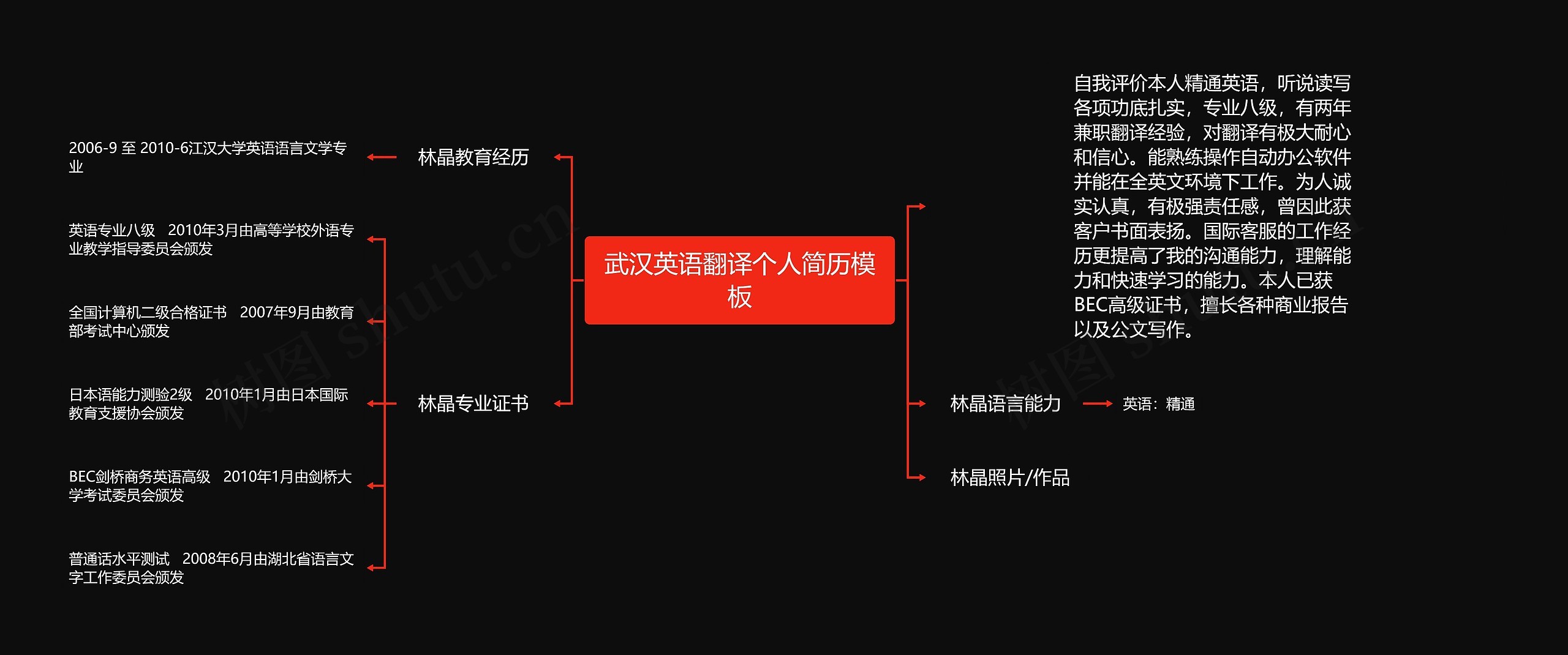 武汉英语翻译个人简历模板