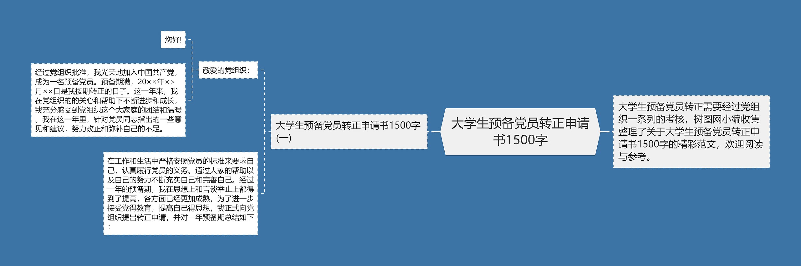 大学生预备党员转正申请书1500字思维导图