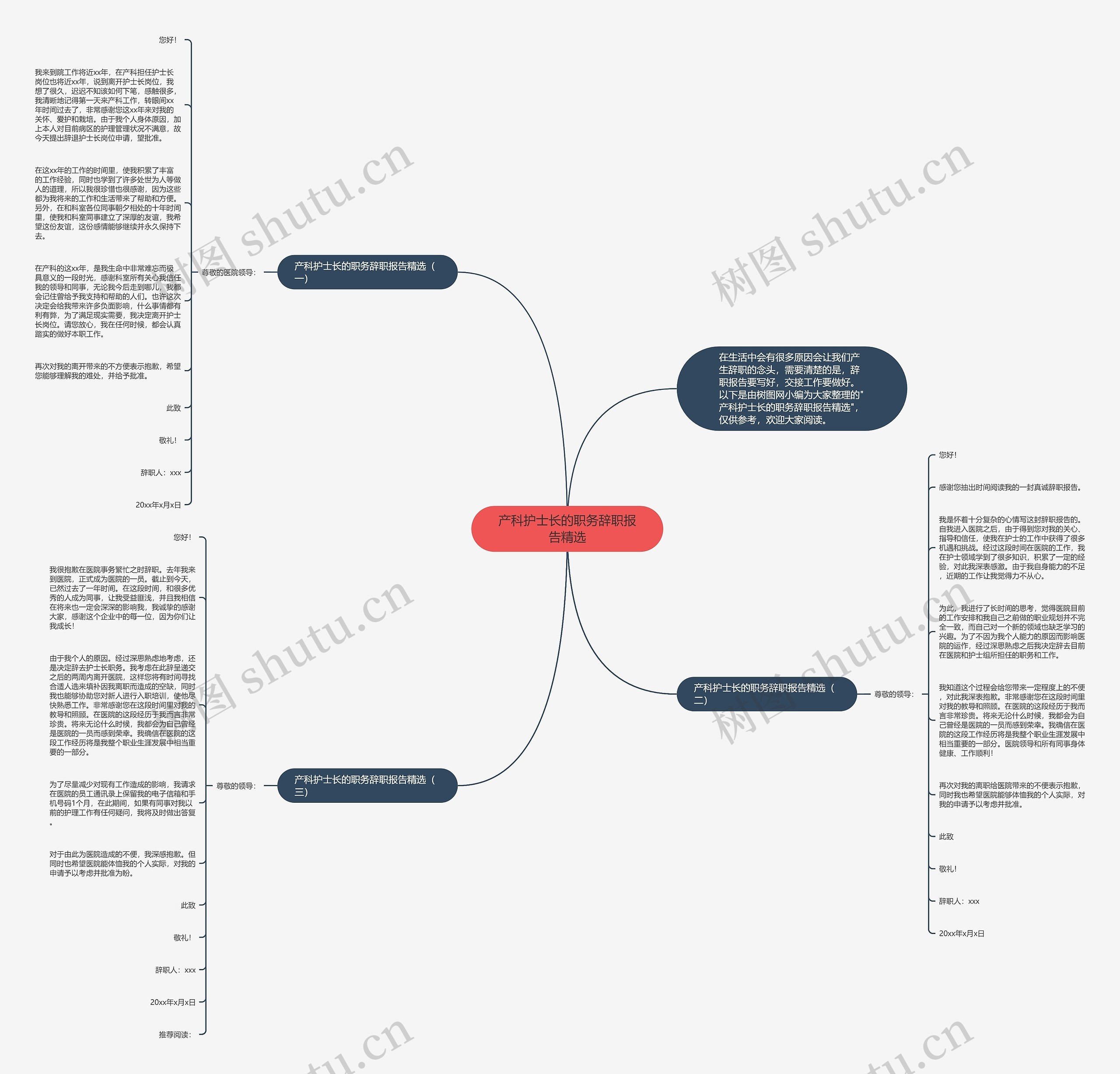 产科护士长的职务辞职报告精选思维导图