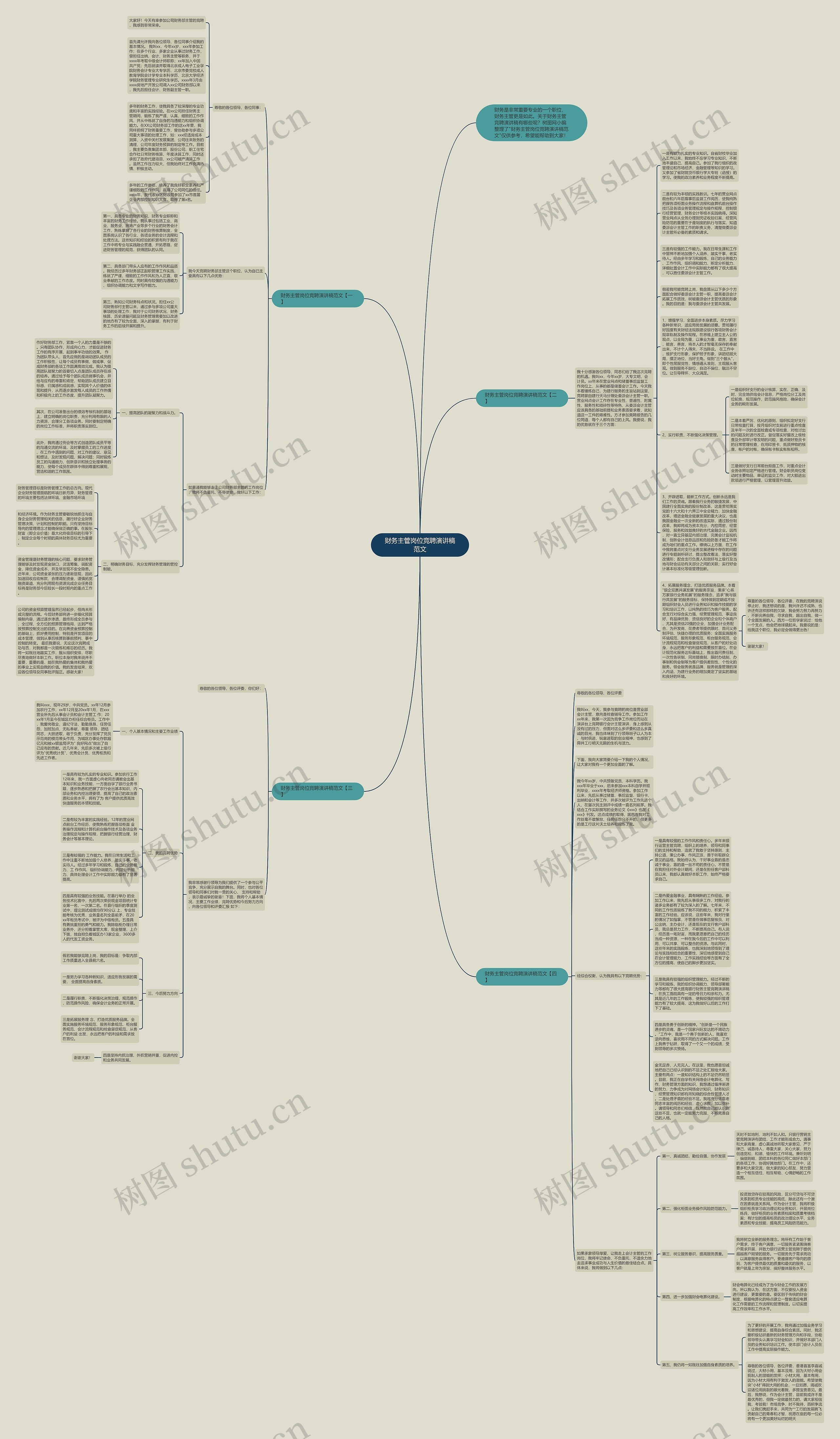 财务主管岗位竞聘演讲稿范文思维导图