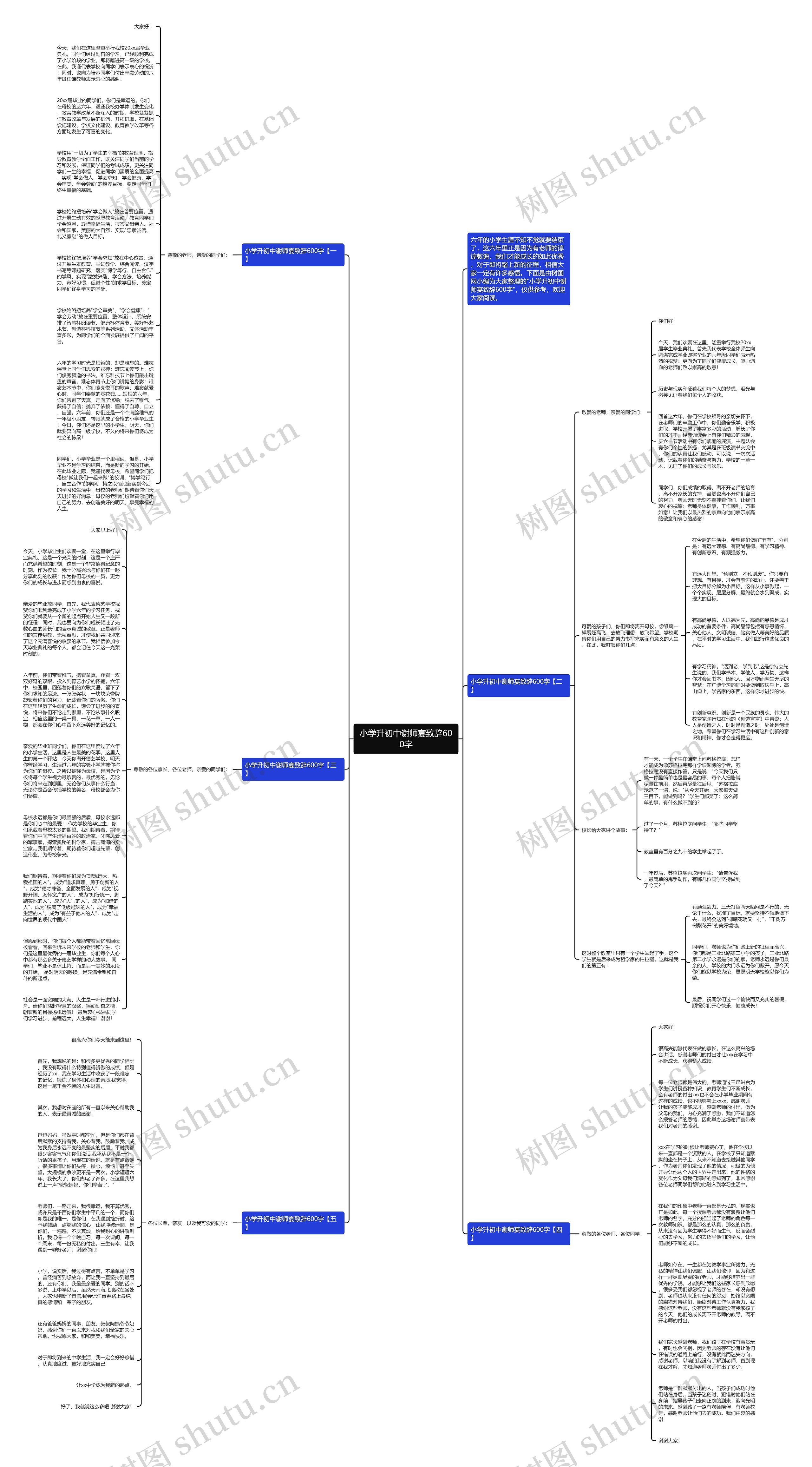 小学升初中谢师宴致辞600字思维导图