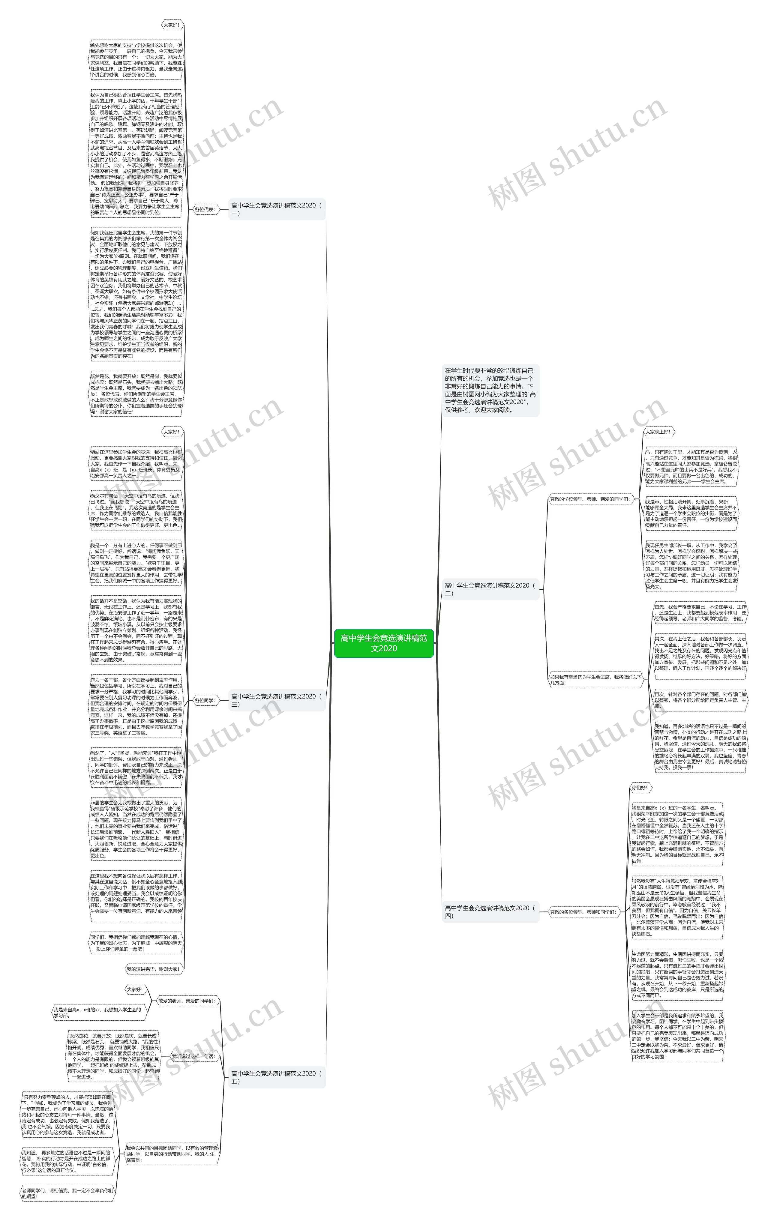 高中学生会竞选演讲稿范文2020思维导图