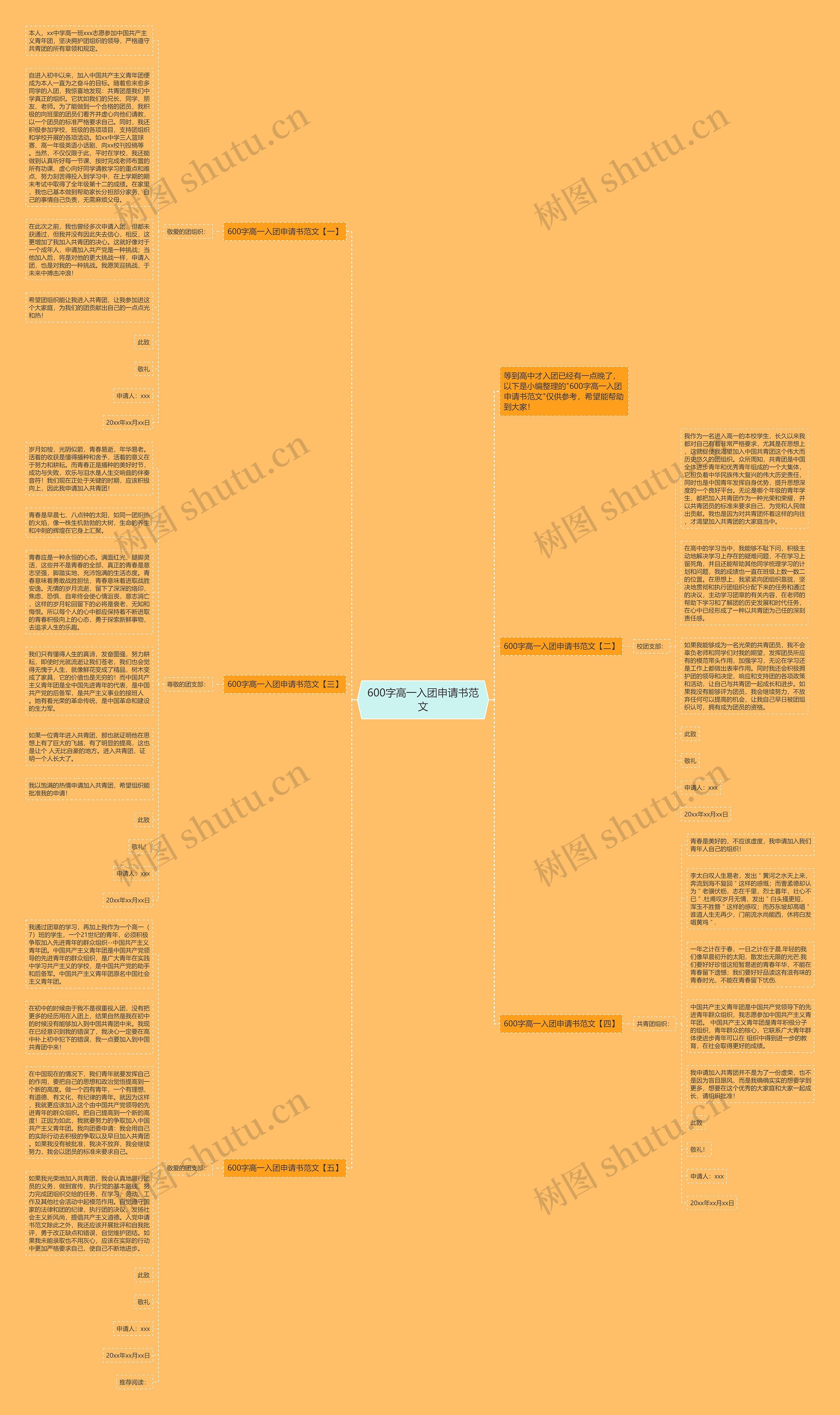 600字高一入团申请书范文思维导图
