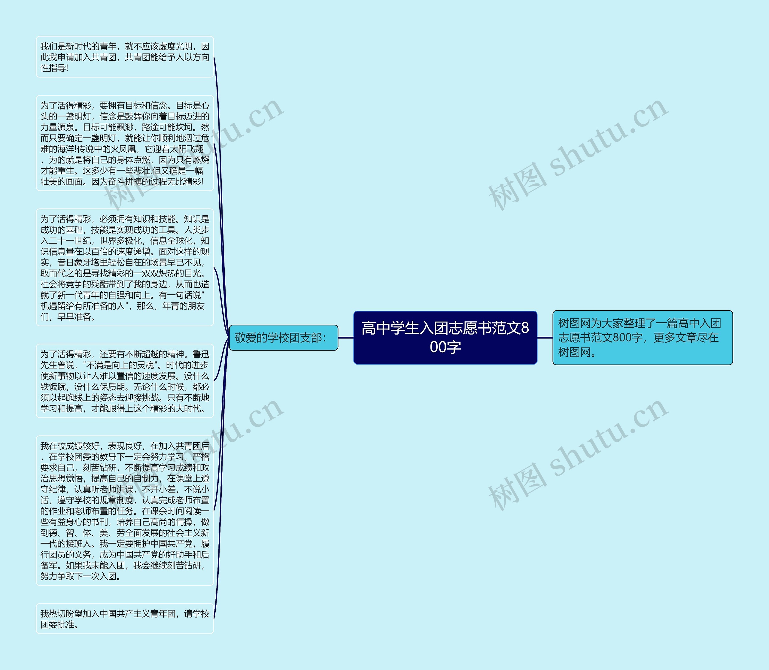 高中学生入团志愿书范文800字思维导图