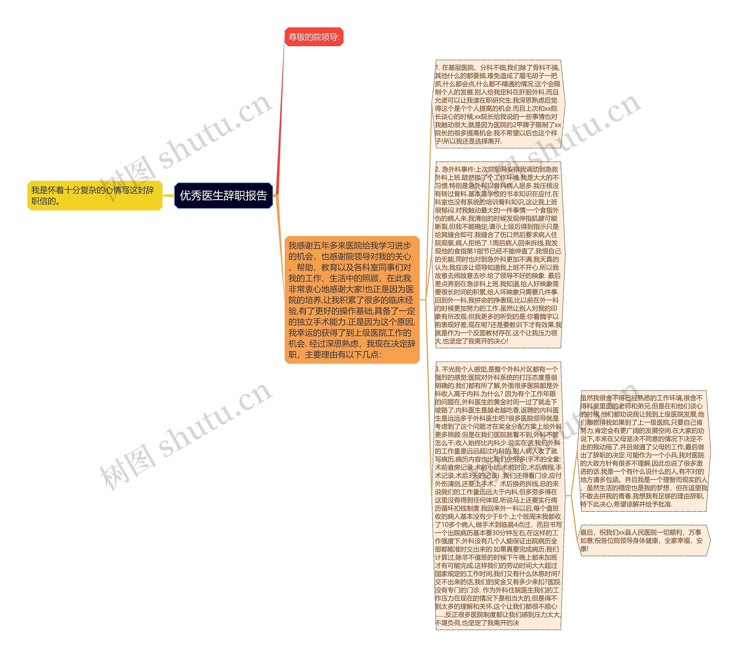 优秀医生辞职报告思维导图