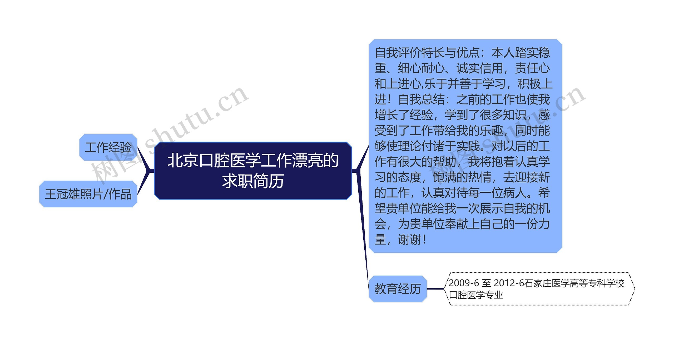 北京口腔医学工作漂亮的求职简历思维导图