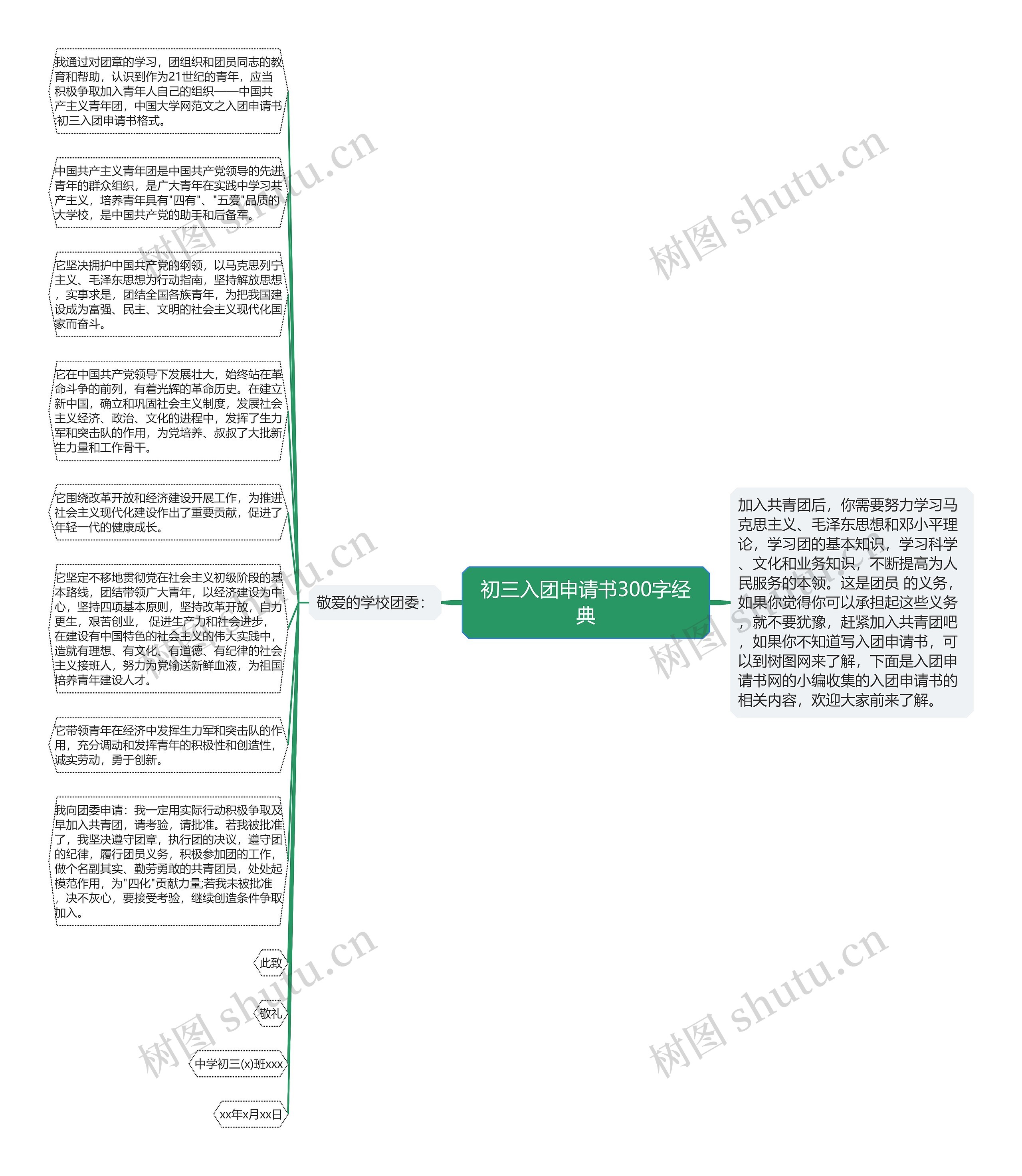 初三入团申请书300字经典思维导图