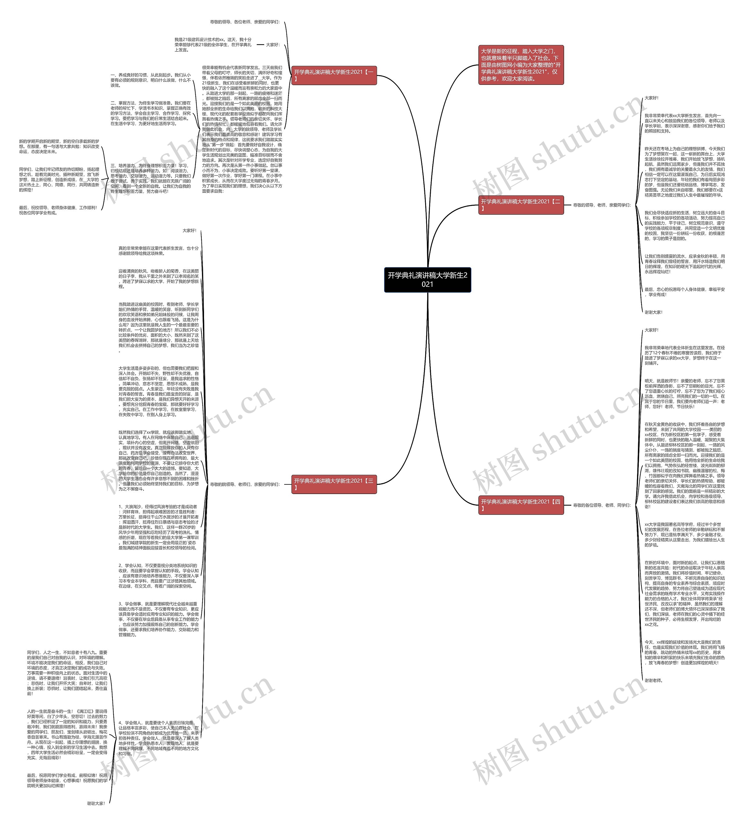 开学典礼演讲稿大学新生2021思维导图