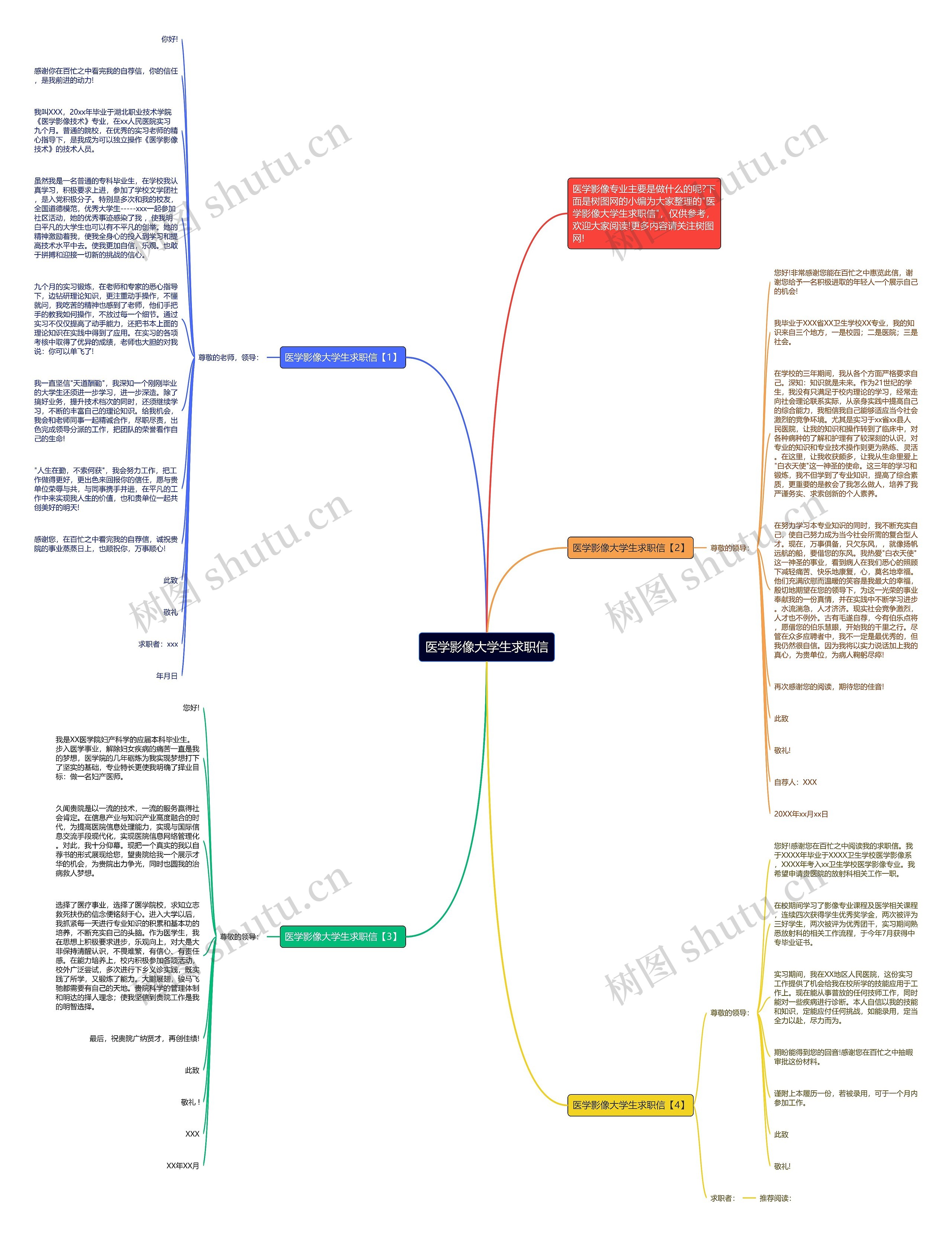 医学影像大学生求职信思维导图