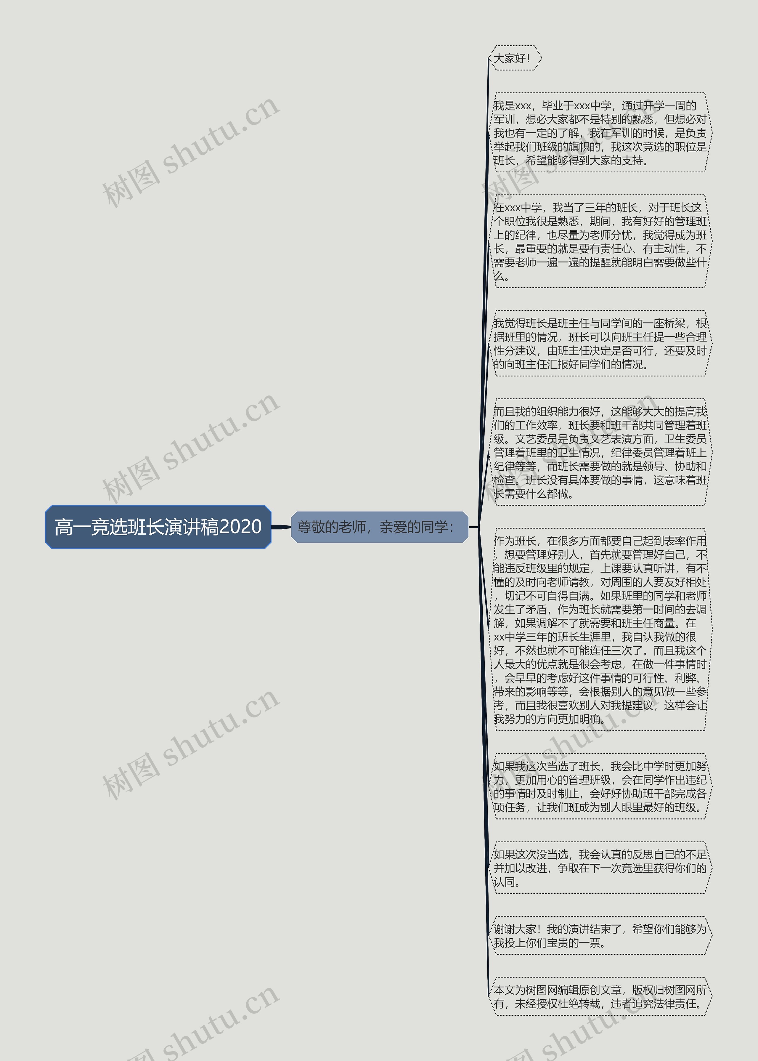 高一竞选班长演讲稿2020思维导图