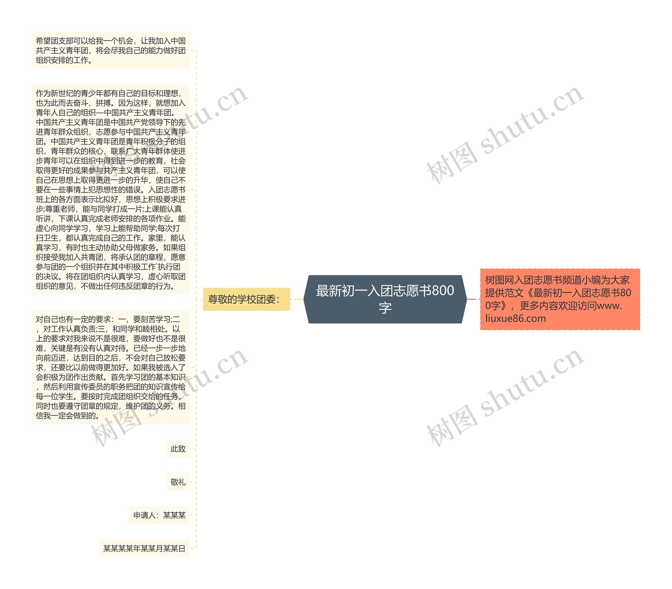 最新初一入团志愿书800字思维导图