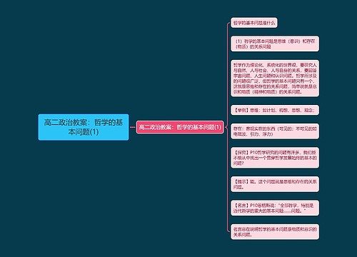 高二政治教案：哲学的基本问题(1)