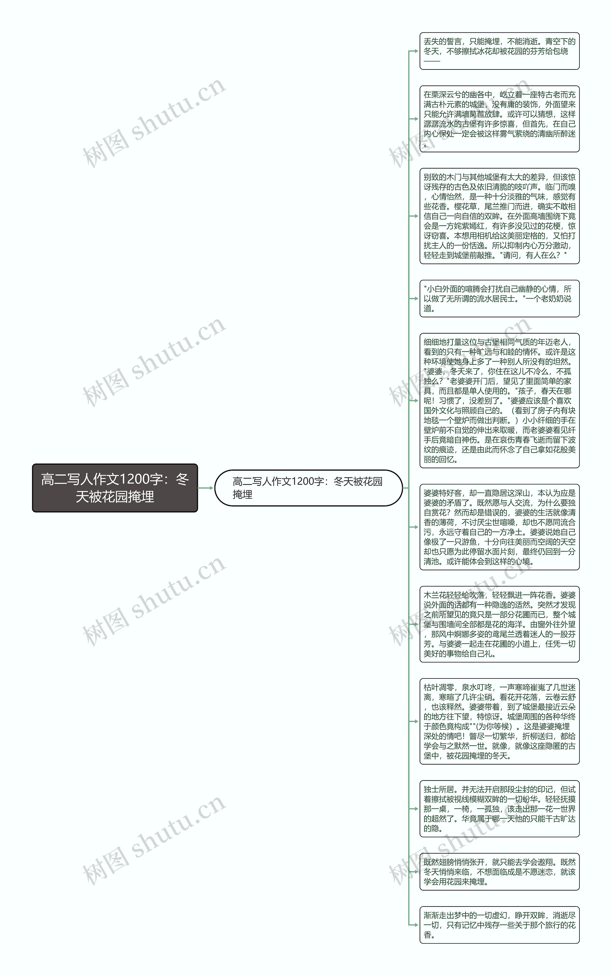 高二写人作文1200字：冬天被花园掩埋思维导图