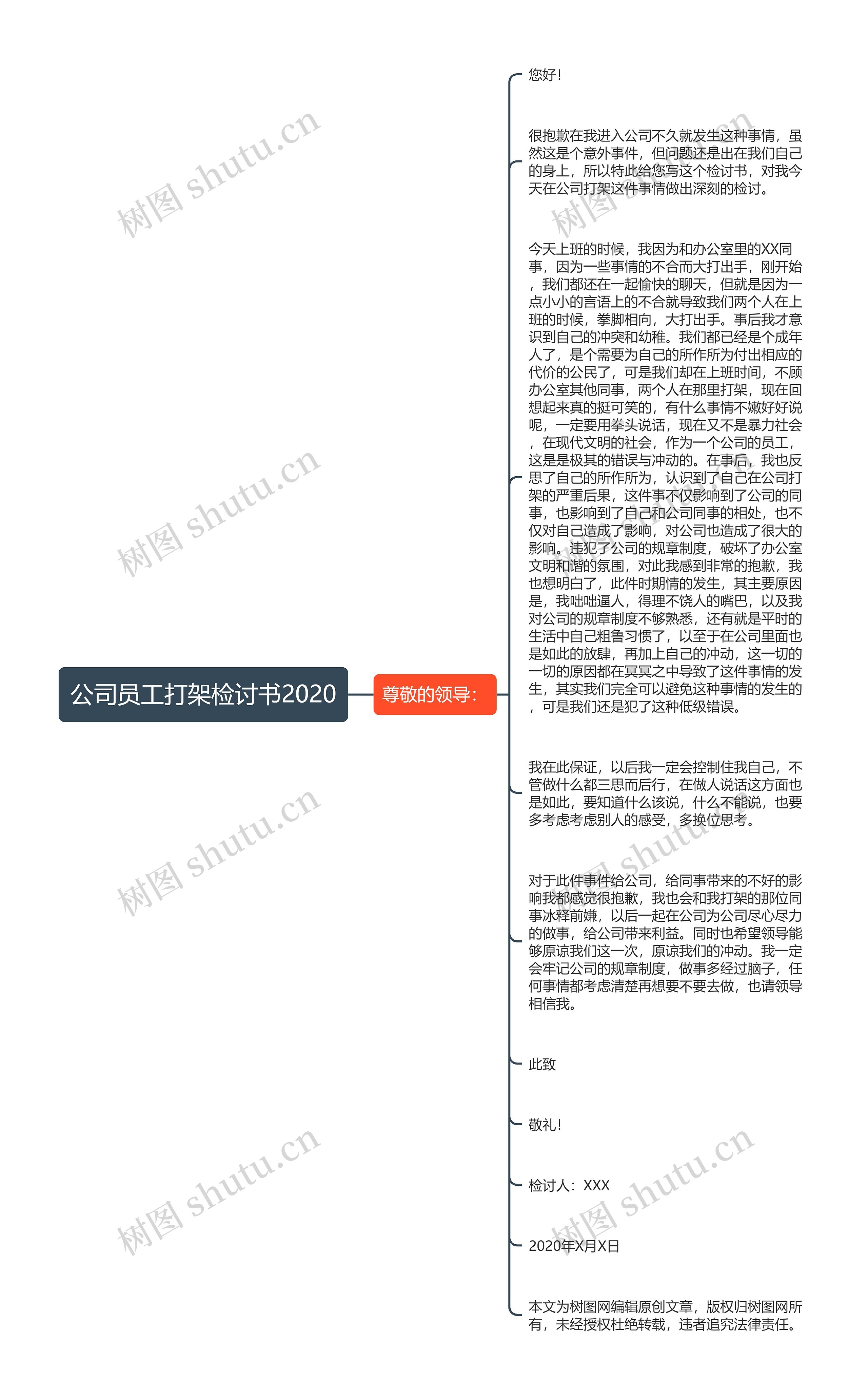 公司员工打架检讨书2020