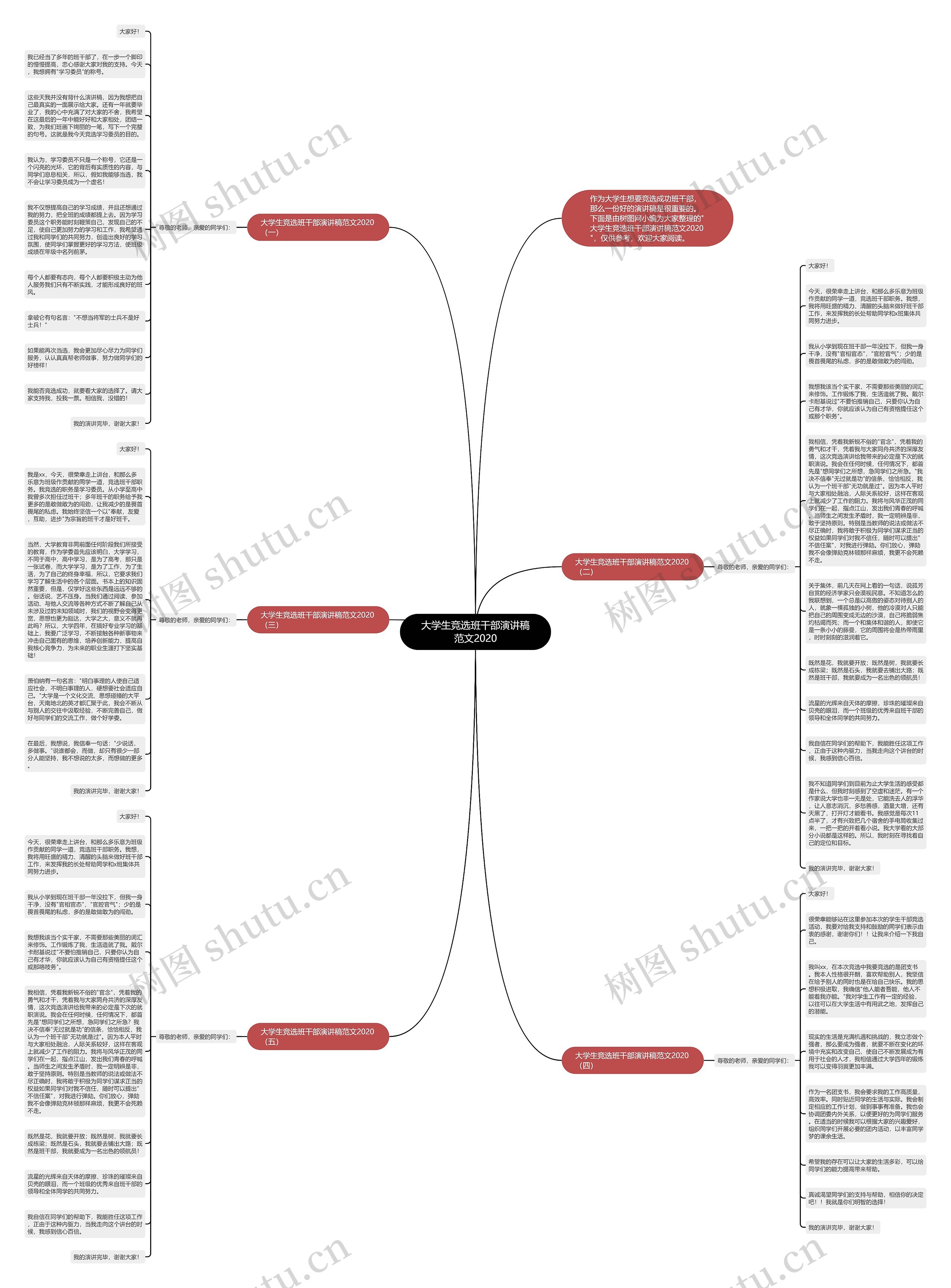 大学生竞选班干部演讲稿范文2020思维导图