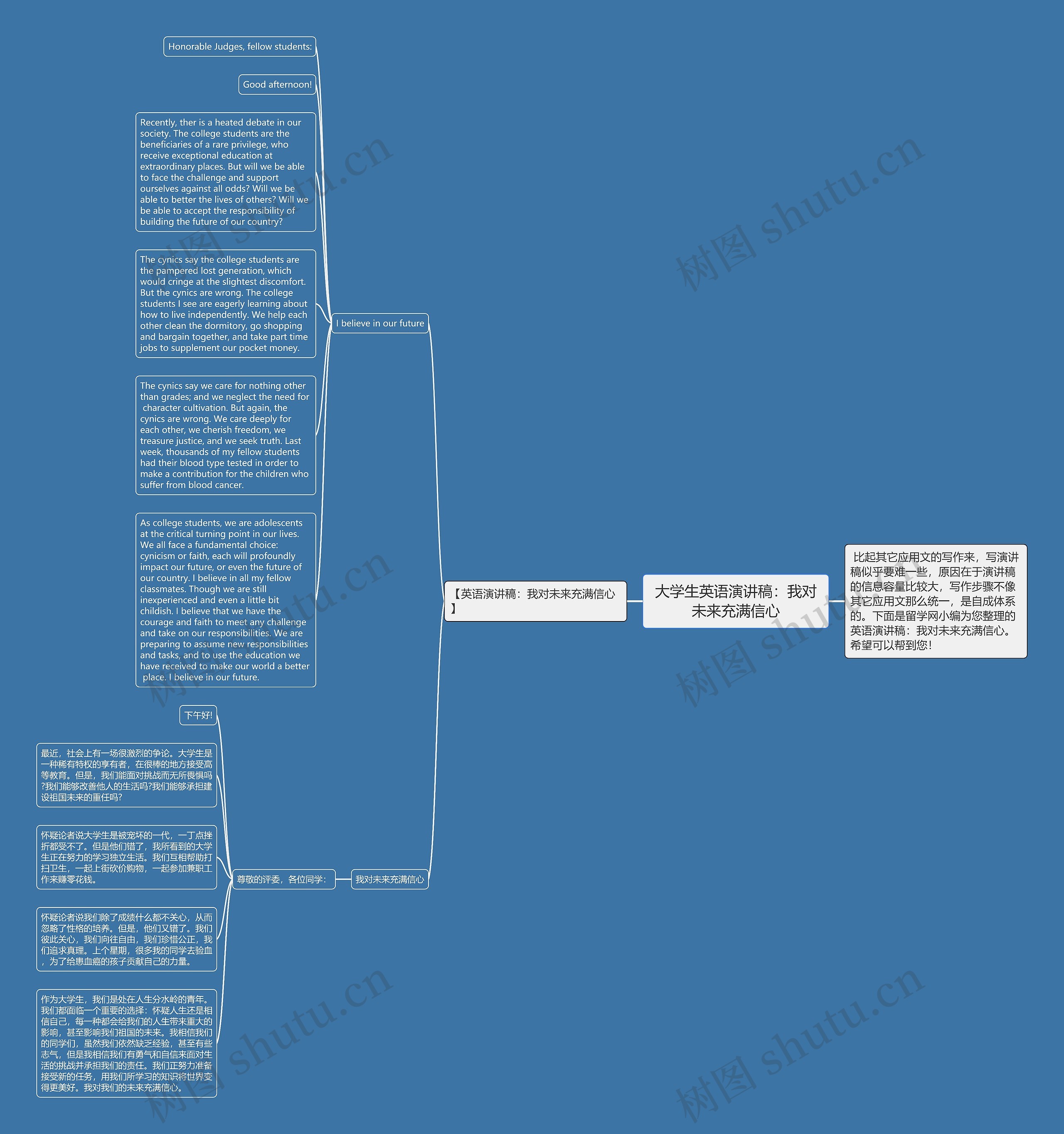大学生英语演讲稿：我对未来充满信心思维导图