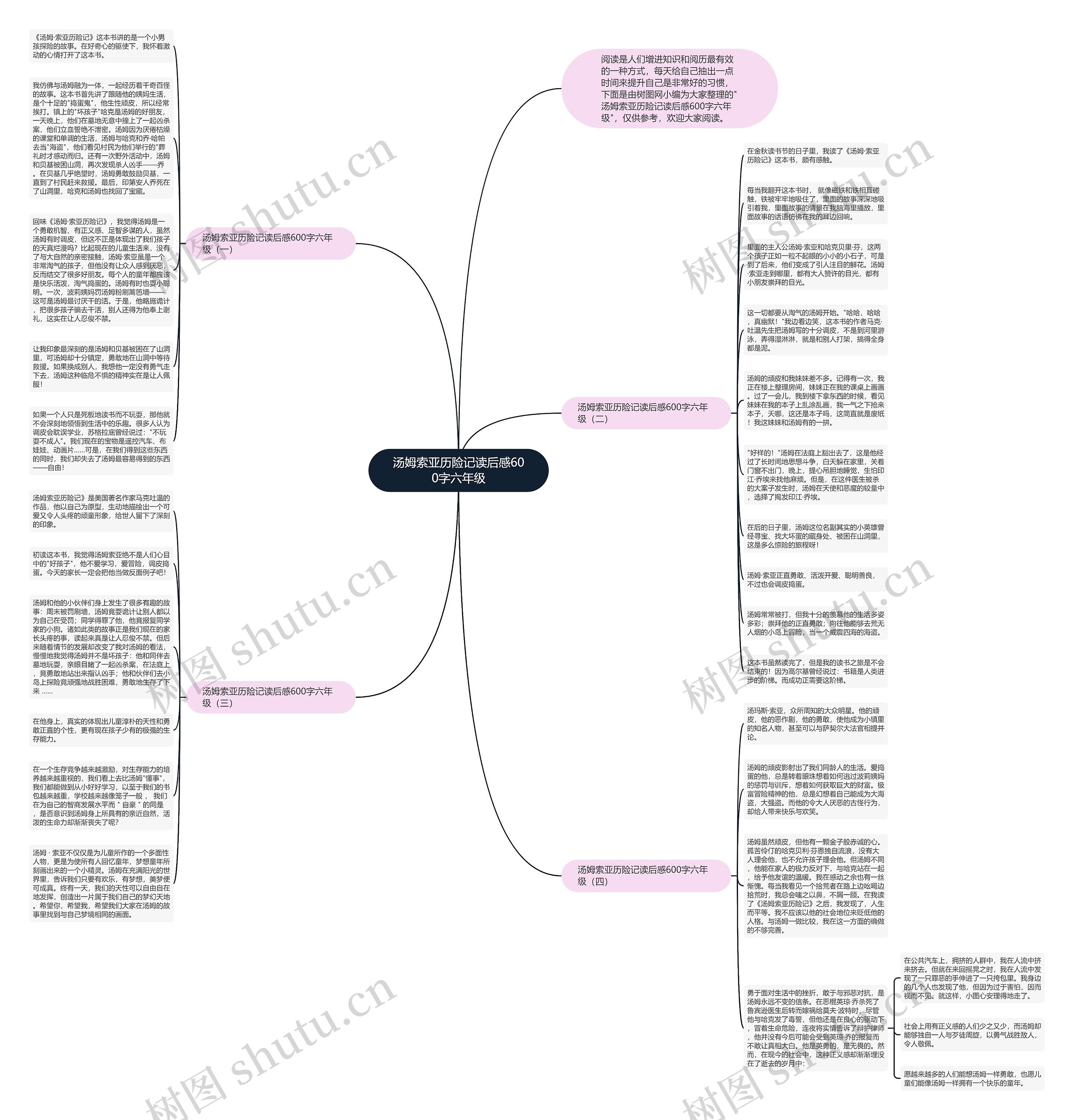 汤姆索亚历险记读后感600字六年级思维导图