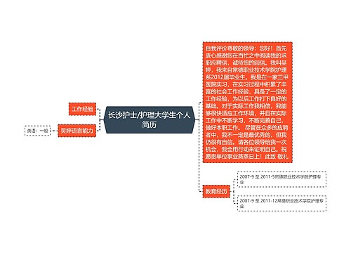 长沙护士/护理大学生个人简历