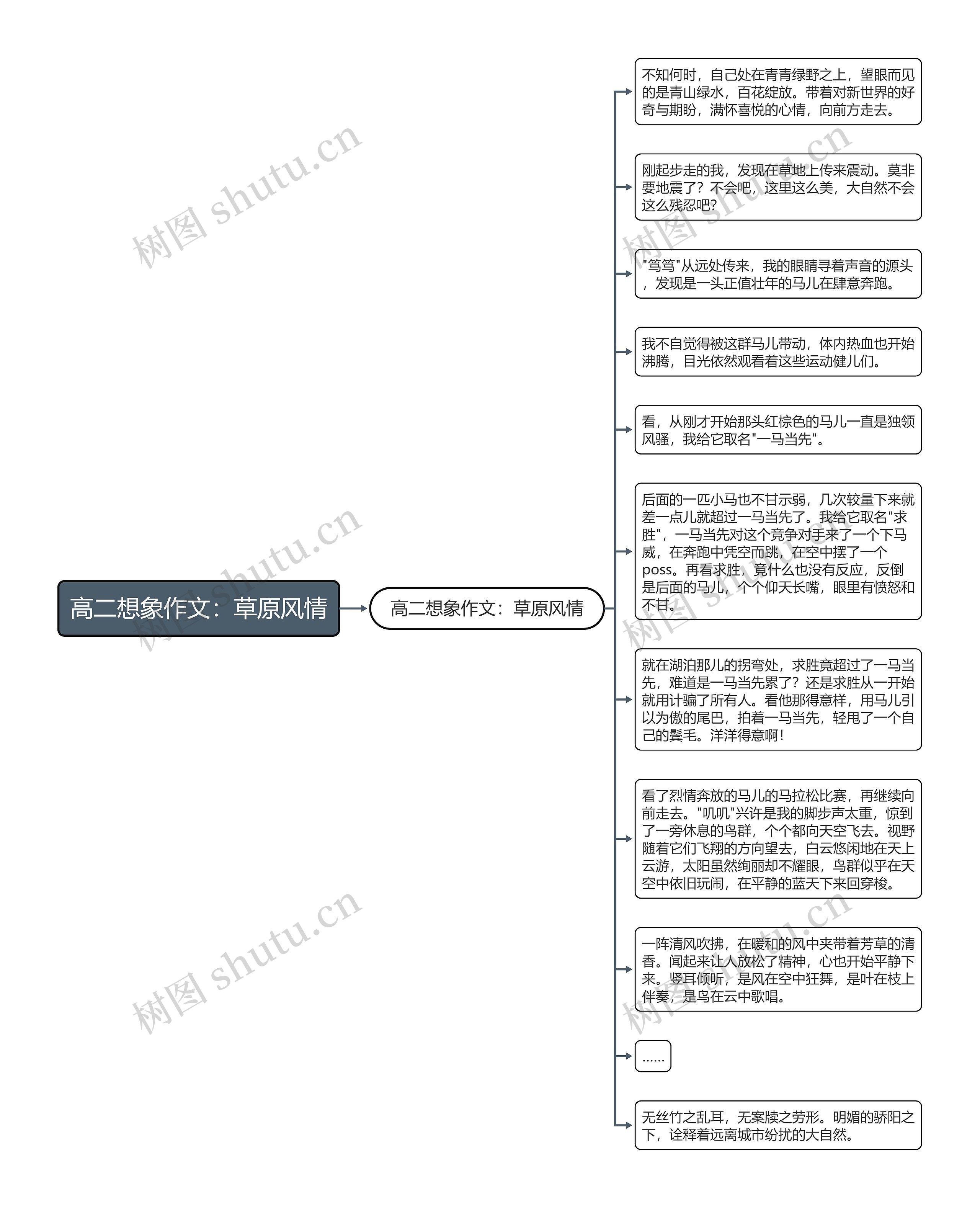 高二想象作文：草原风情思维导图