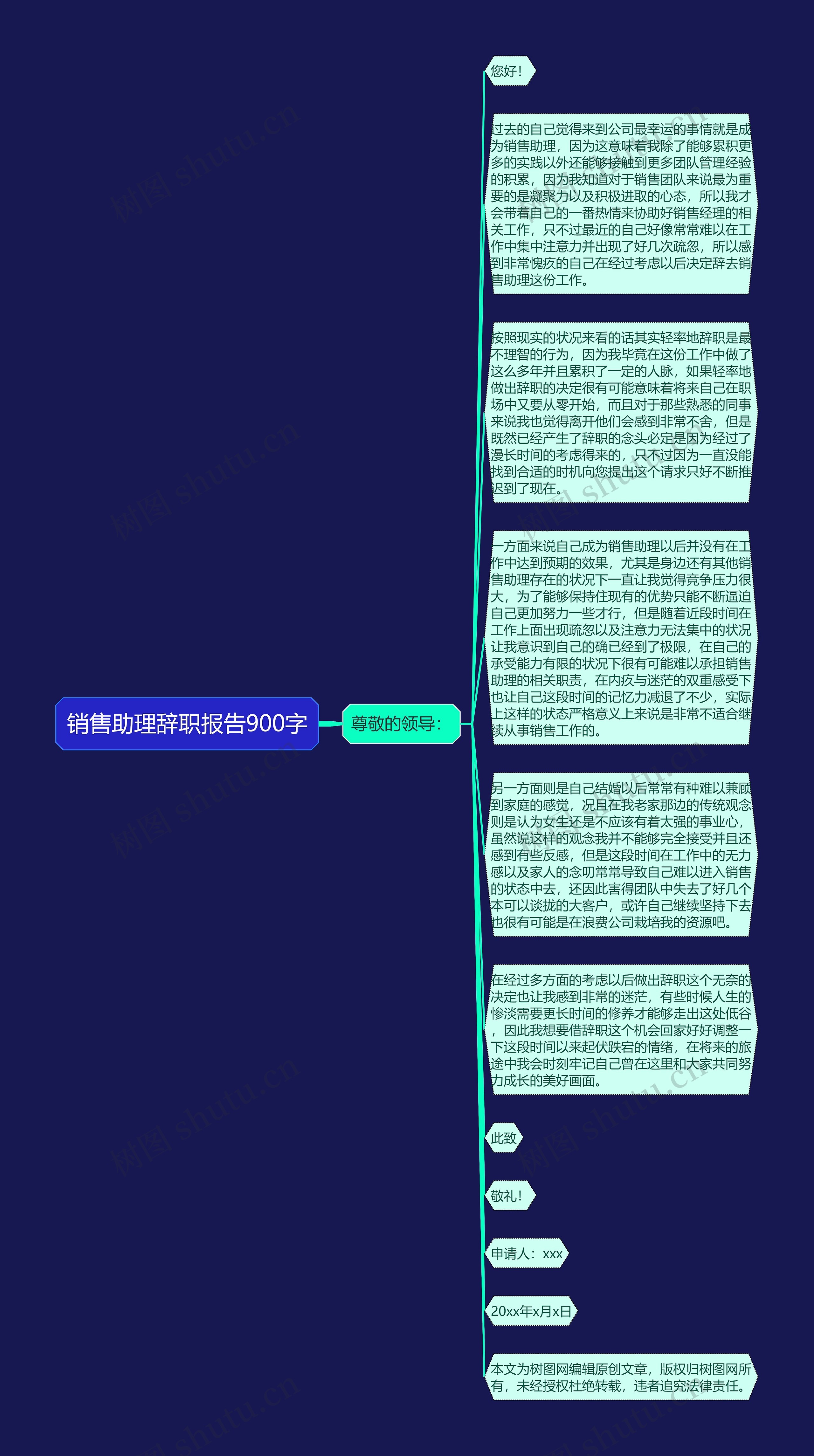 销售助理辞职报告900字思维导图