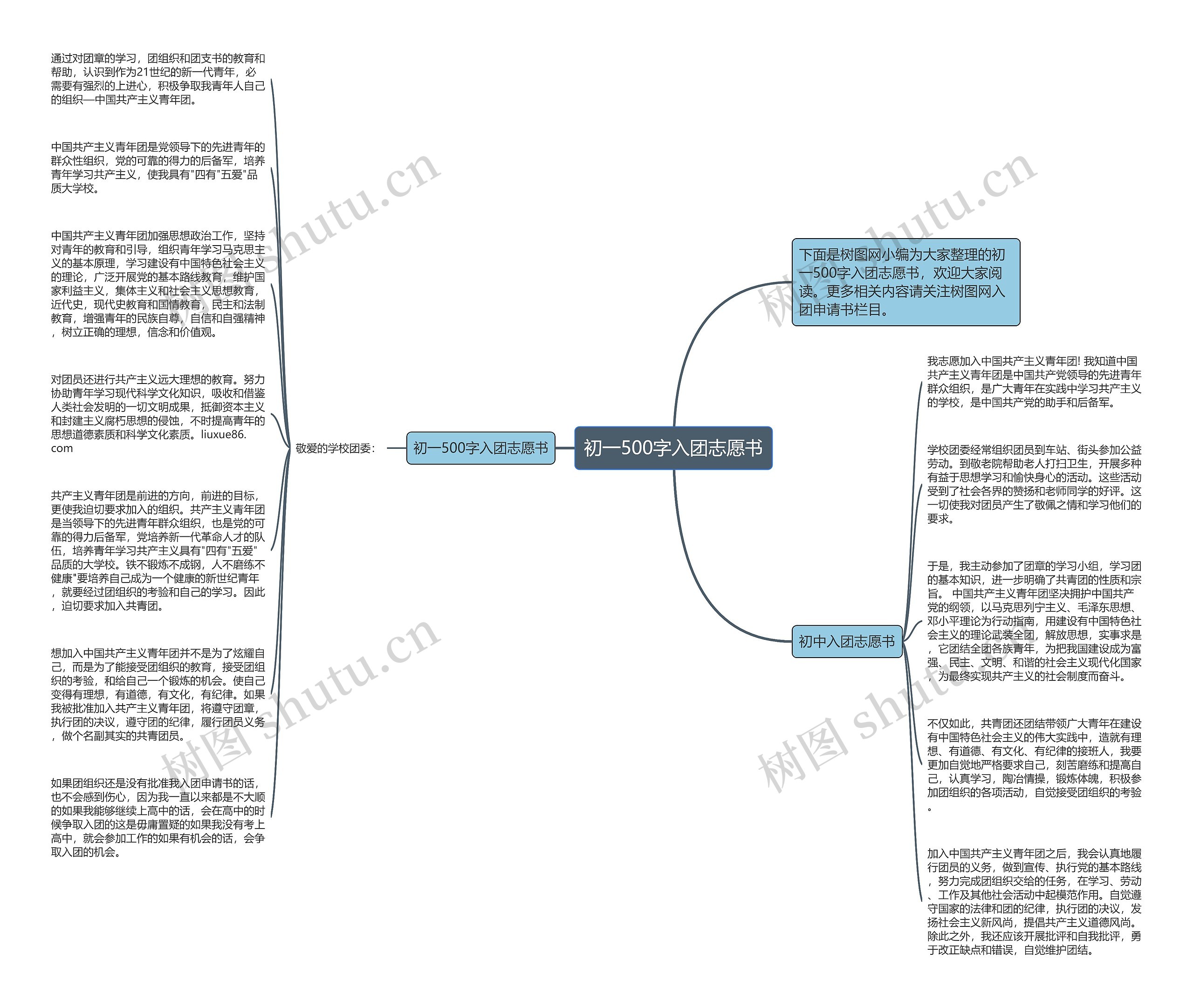 初一500字入团志愿书思维导图