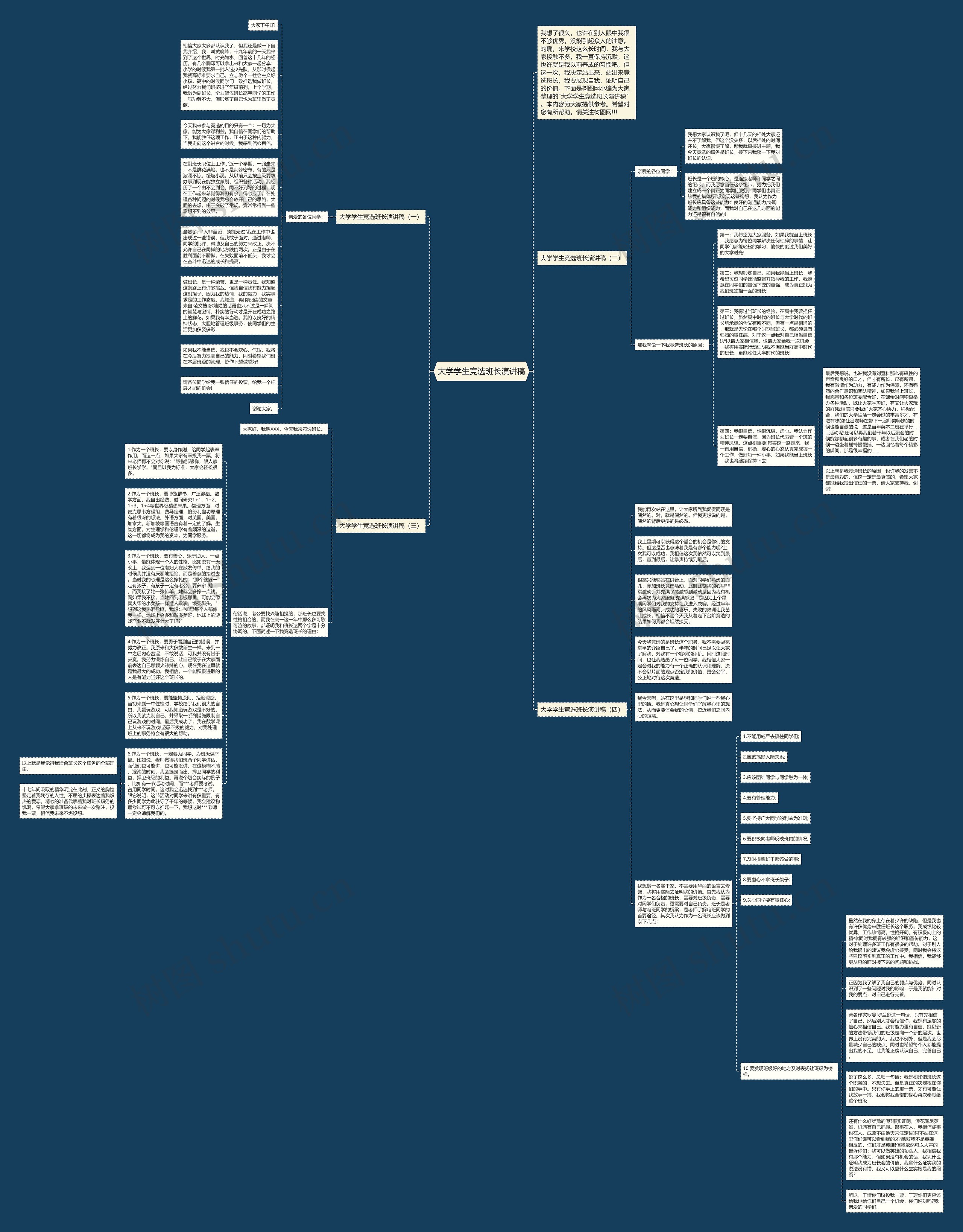 大学学生竞选班长演讲稿思维导图
