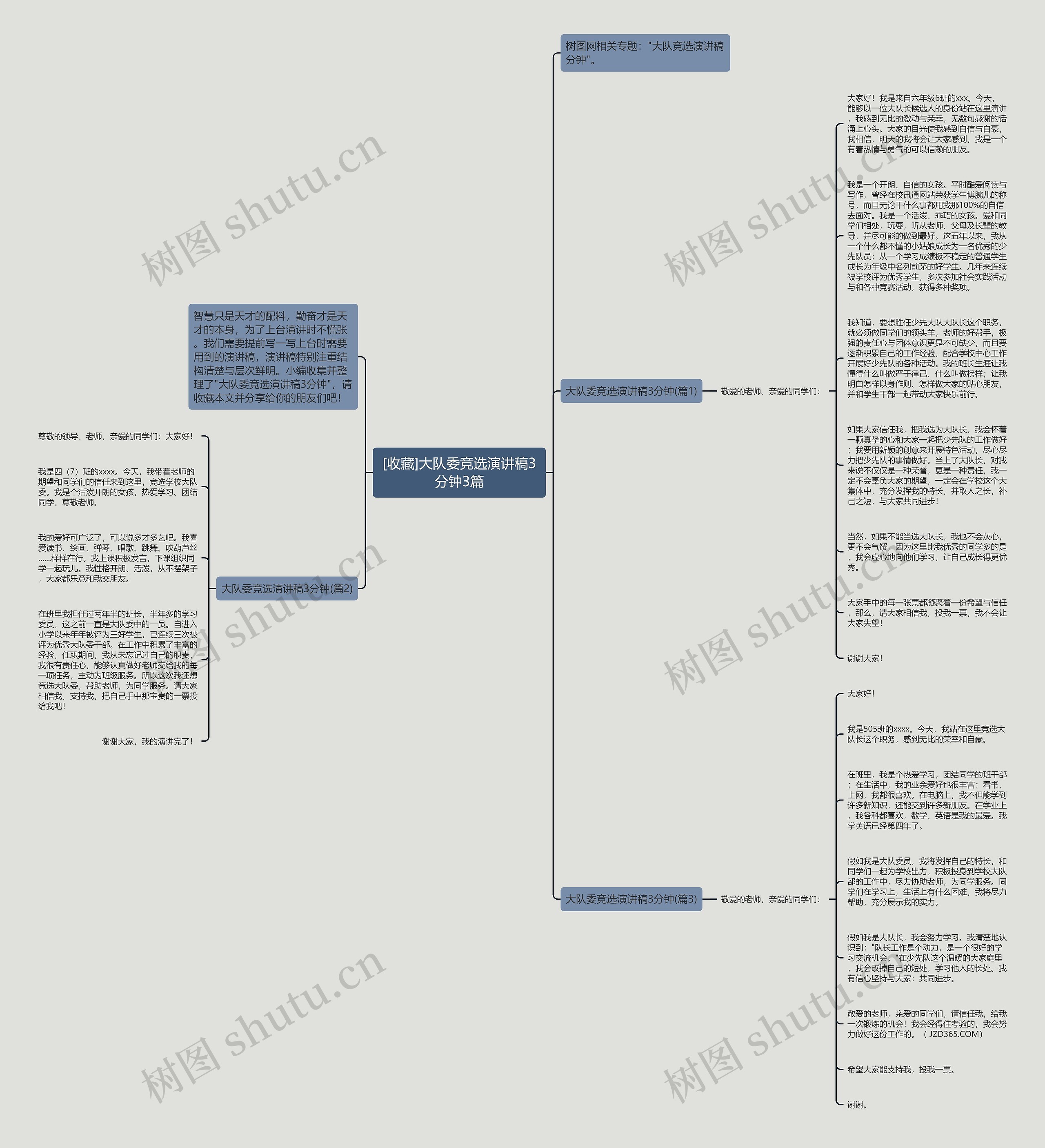 [收藏]大队委竞选演讲稿3分钟3篇思维导图