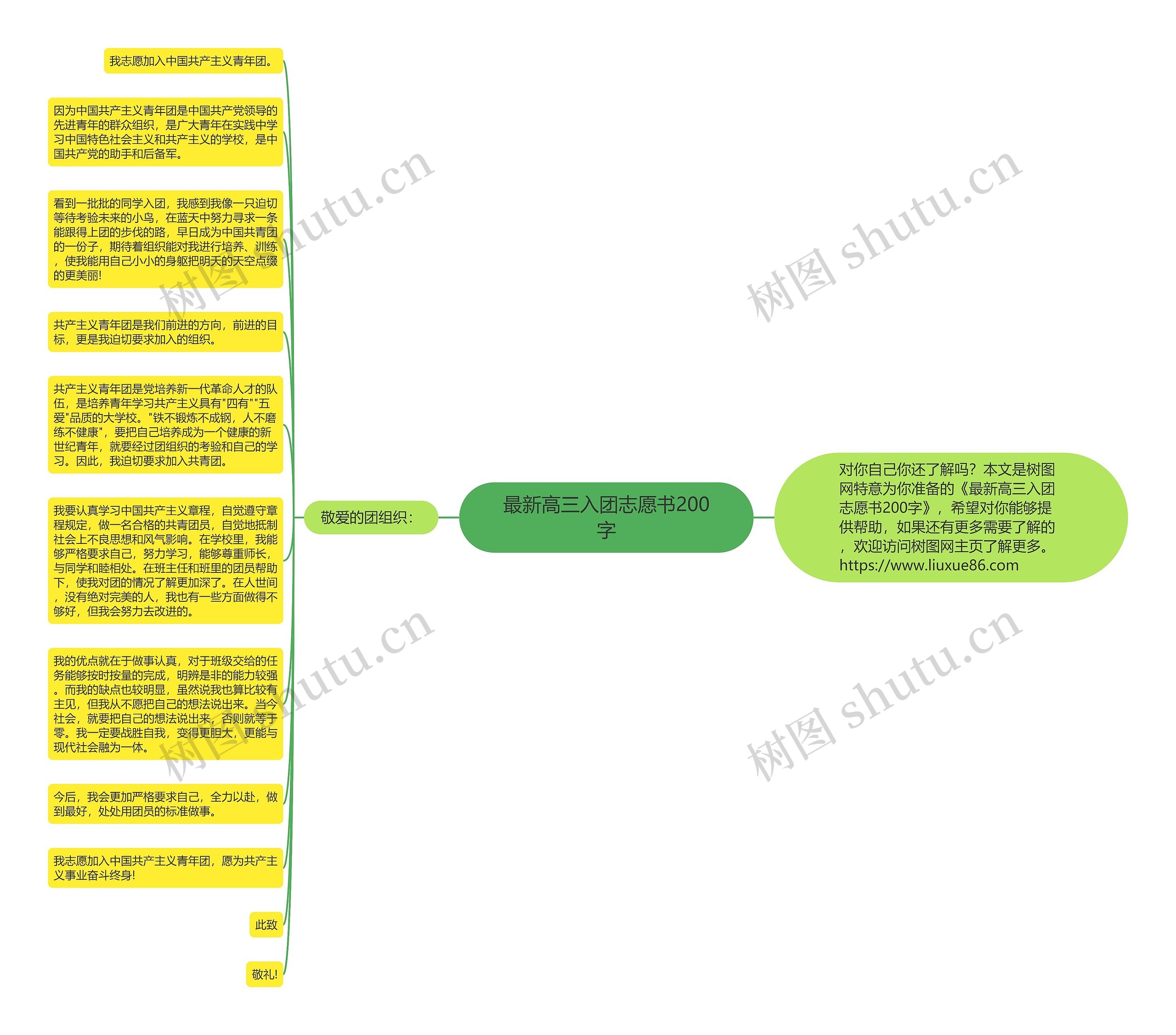 最新高三入团志愿书200字思维导图