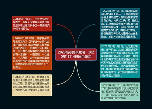 2020高考时事政治：2020年1月14日国内新闻