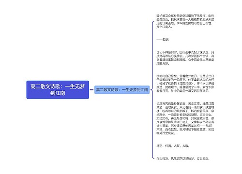 高二散文诗歌：一生无梦到江南