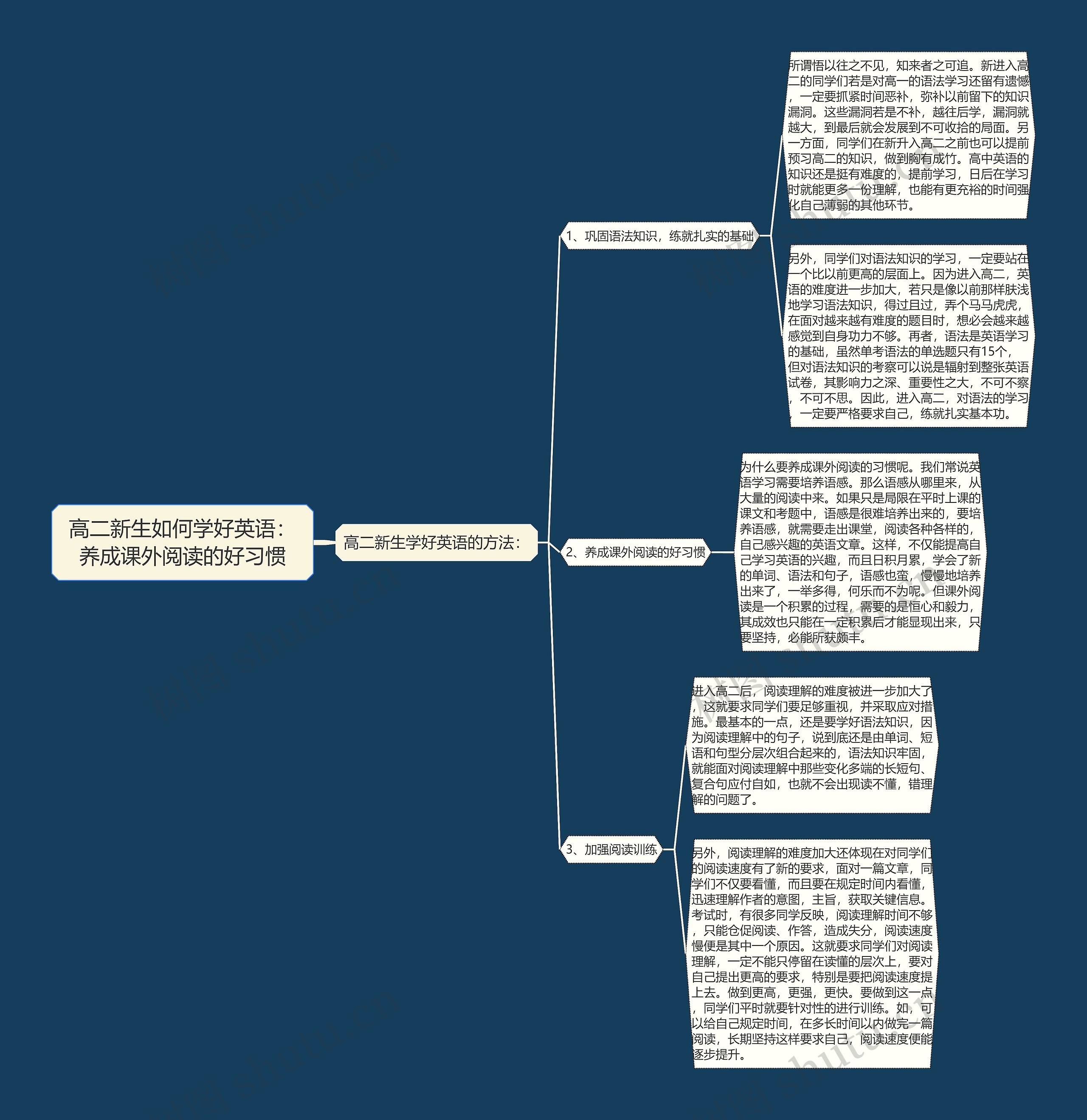 高二新生如何学好英语：养成课外阅读的好习惯思维导图