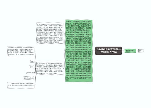 企业行政人事部门经理助理辞职报告2020