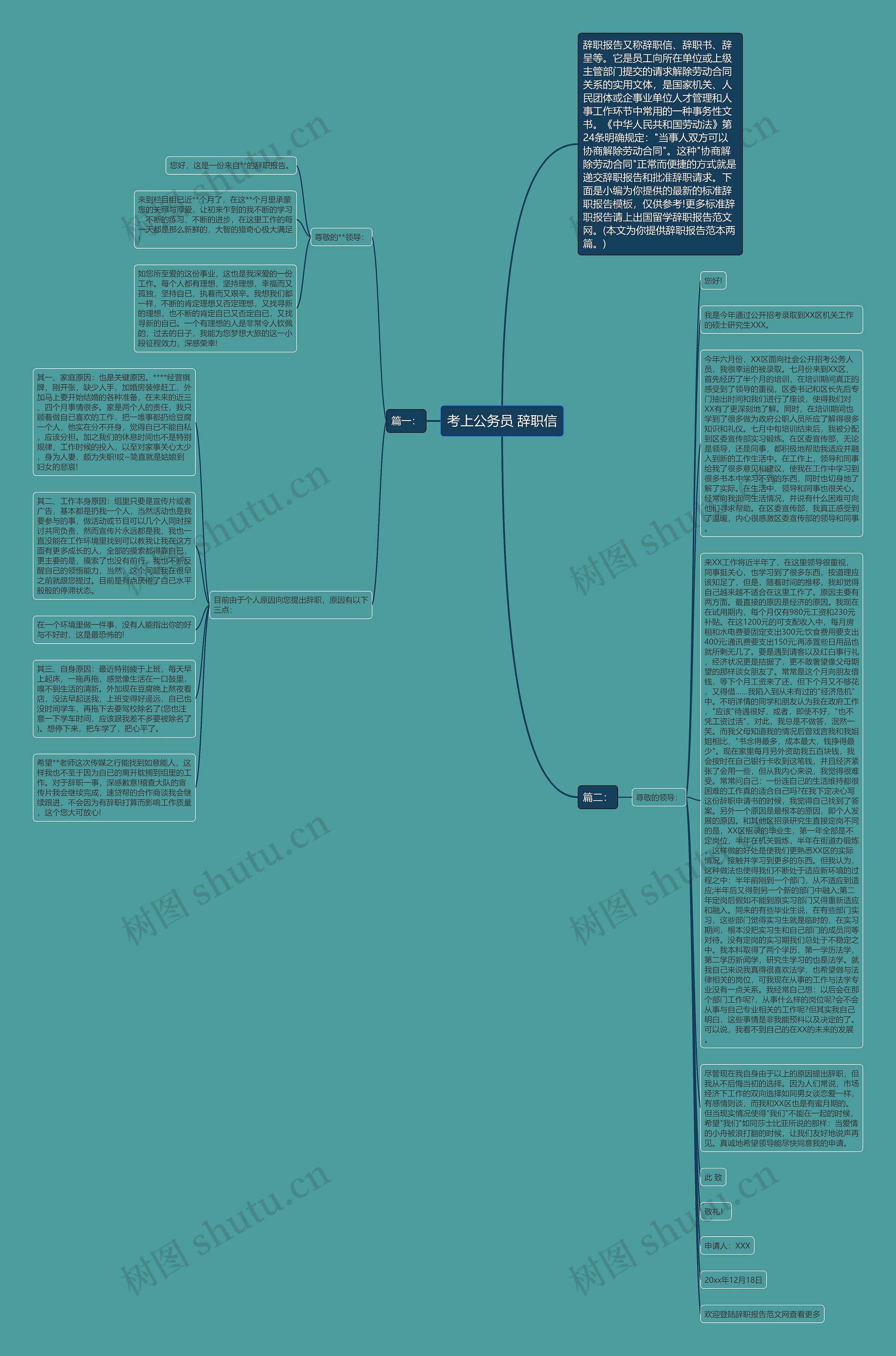 考上公务员 辞职信思维导图