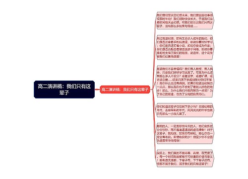 高二演讲稿：我们只有这辈子